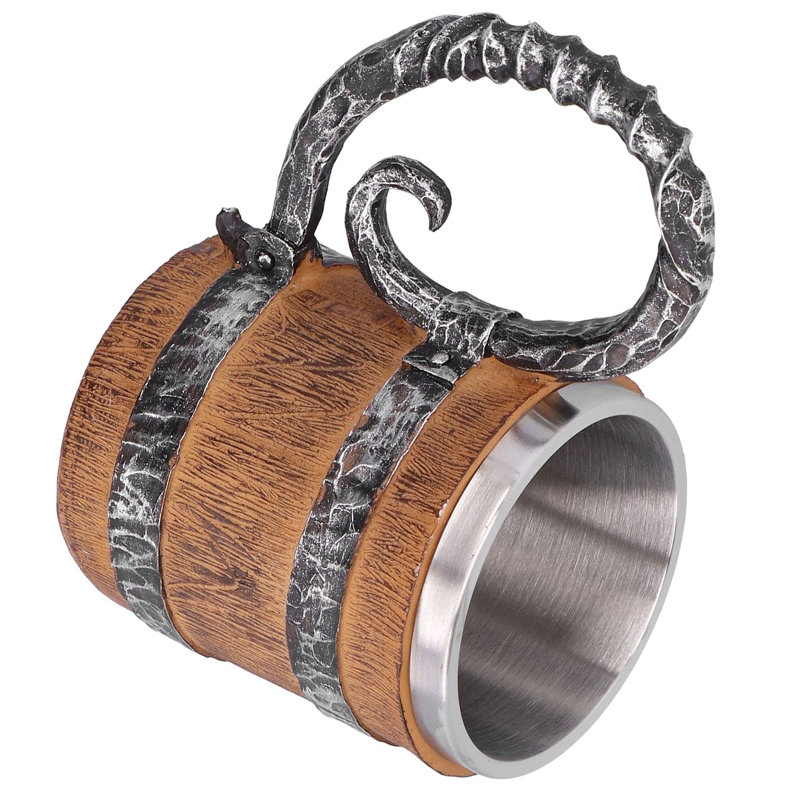 Resin Drinking Mug Oak Barrel Personalized Viking Vintage Stainless Steel view 7