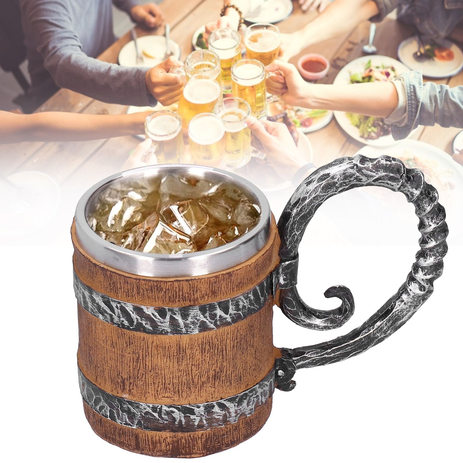 Resin Drinking Mug Oak Barrel Personalized Viking Vintage Stainless Steel view 10