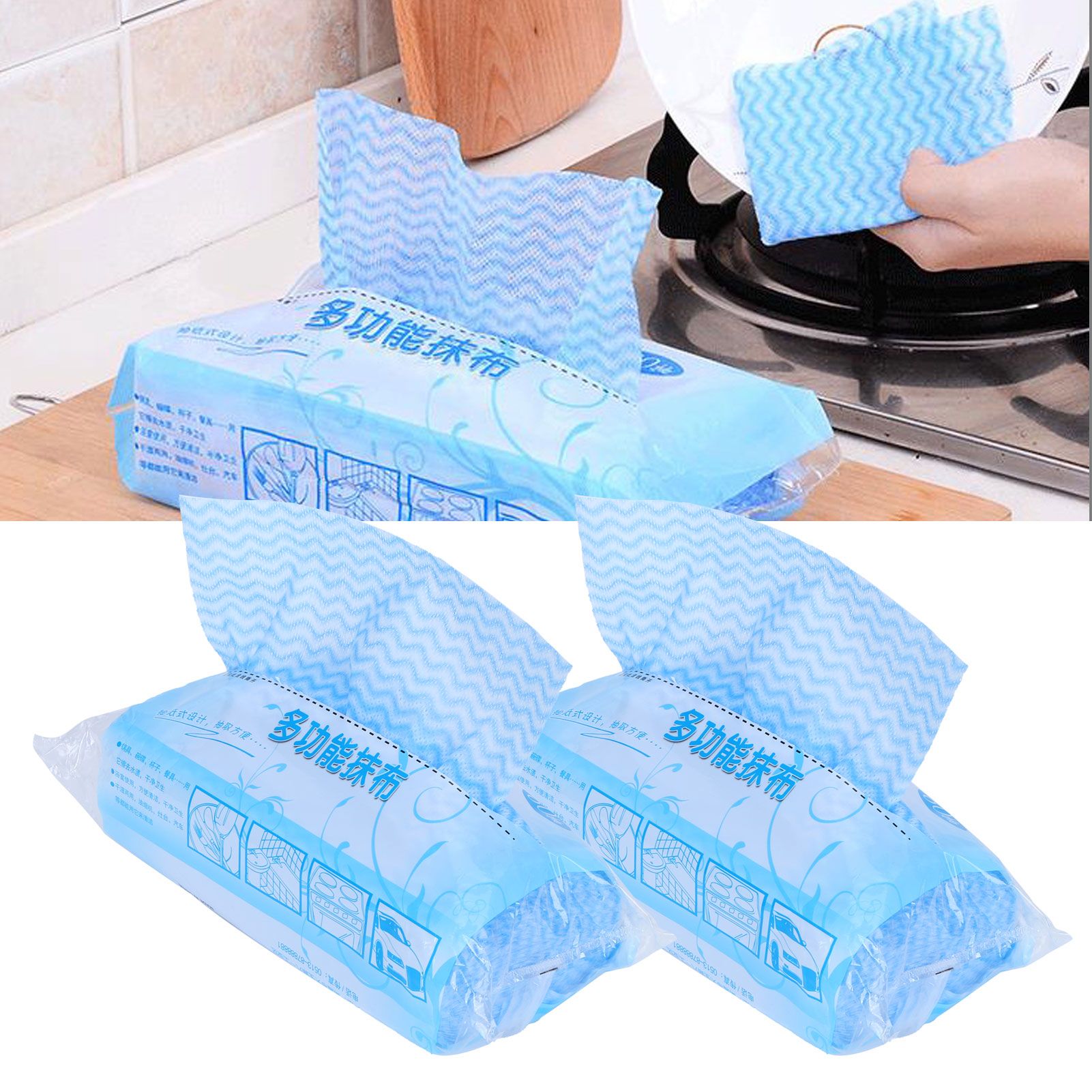 2Packs Disposable NonWoven Rag Washing Dish Towel Kitchen Cleaning Cloth view 9