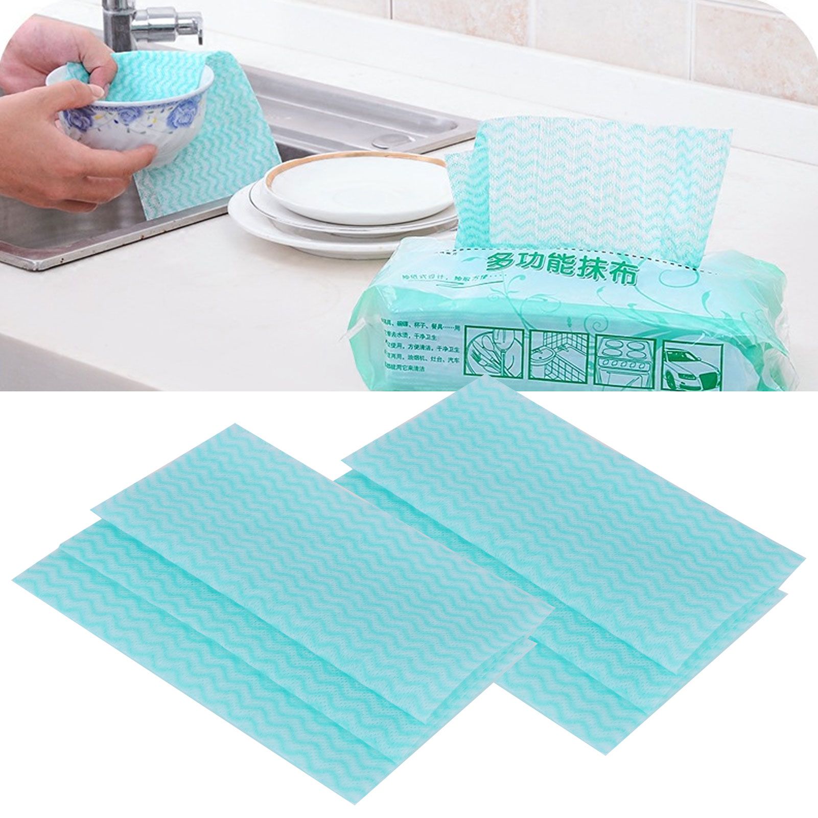 2Packs Disposable NonWoven Rag Washing Dish Towel Kitchen Cleaning Cloth view 9