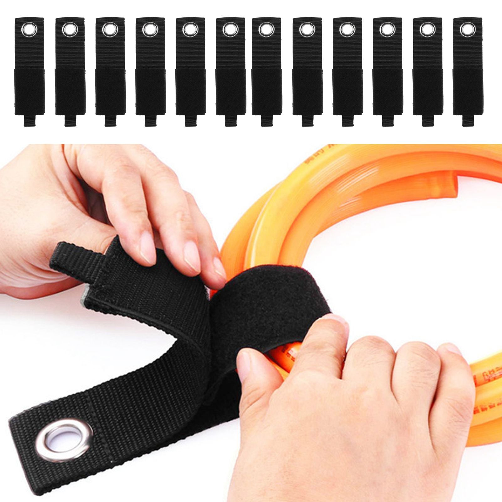 12PCS Heavy Duty Cable Storage Straps Extension Cord Holder Hook Loop view 9