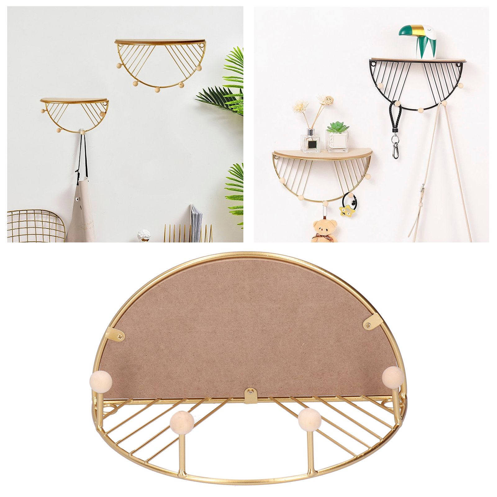 Display Shelf Storage Rack with Clothes Hanger Hook for Home Living Room view 10