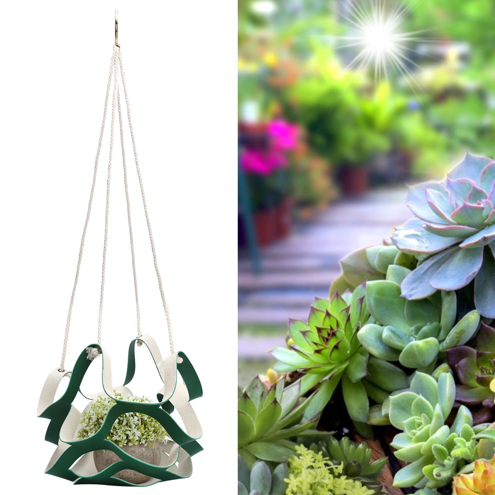 Plant Hanger PU Leather Wall Hanging Flower Pot Holder Basket Home Garden view 9