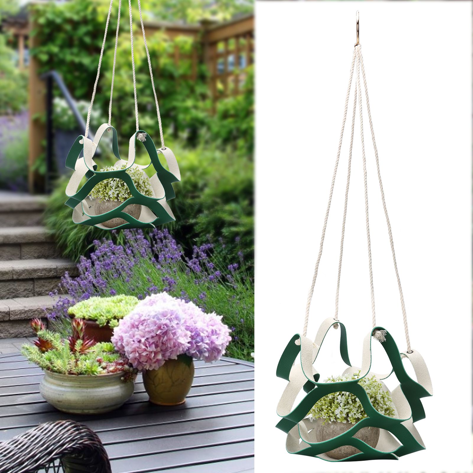 Plant Hanger PU Leather Wall Hanging Flower Pot Holder Basket Home Garden view 10