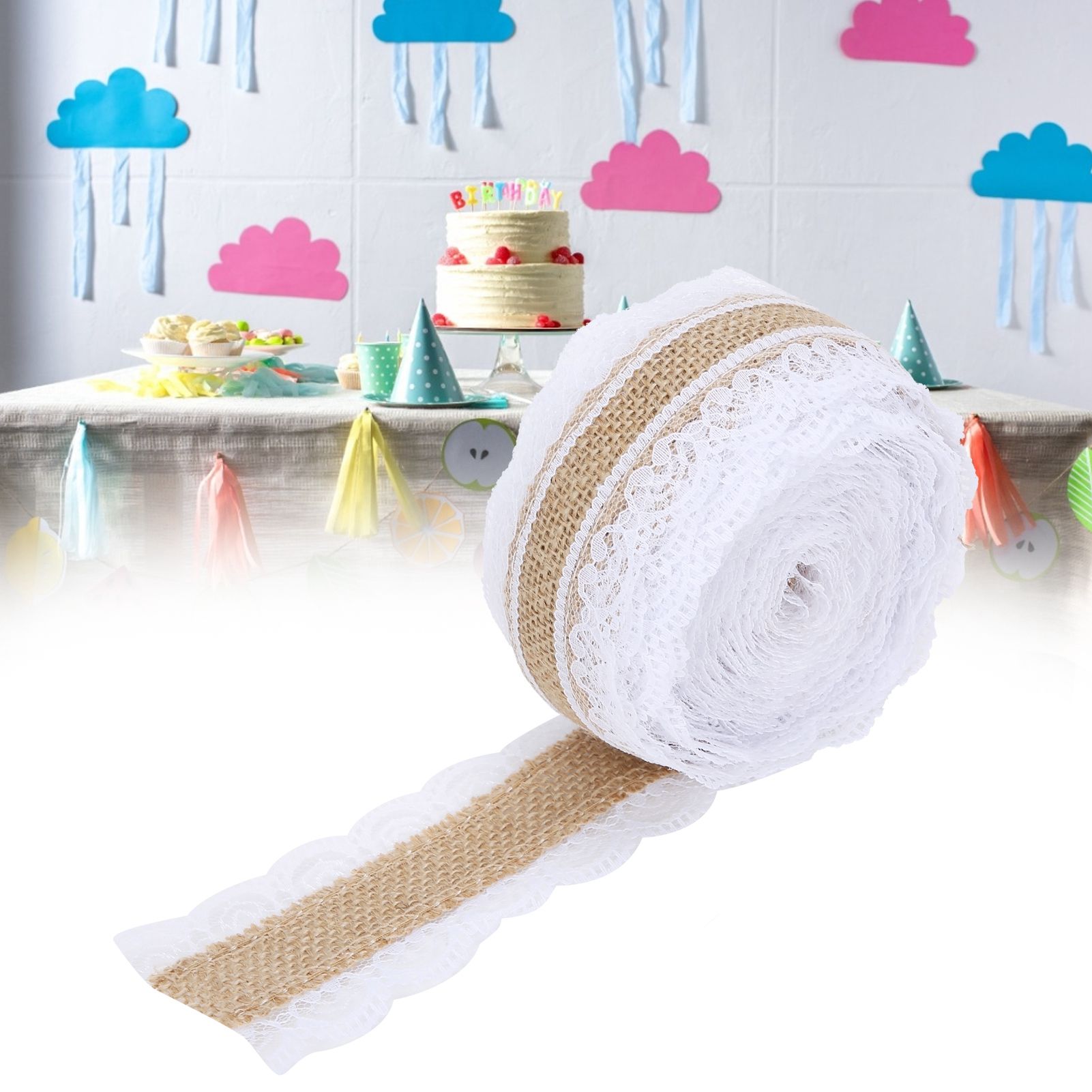 10m DIY Jute Lace Roll Wedding Birthday Party Decoration Crafts Clothing view 10