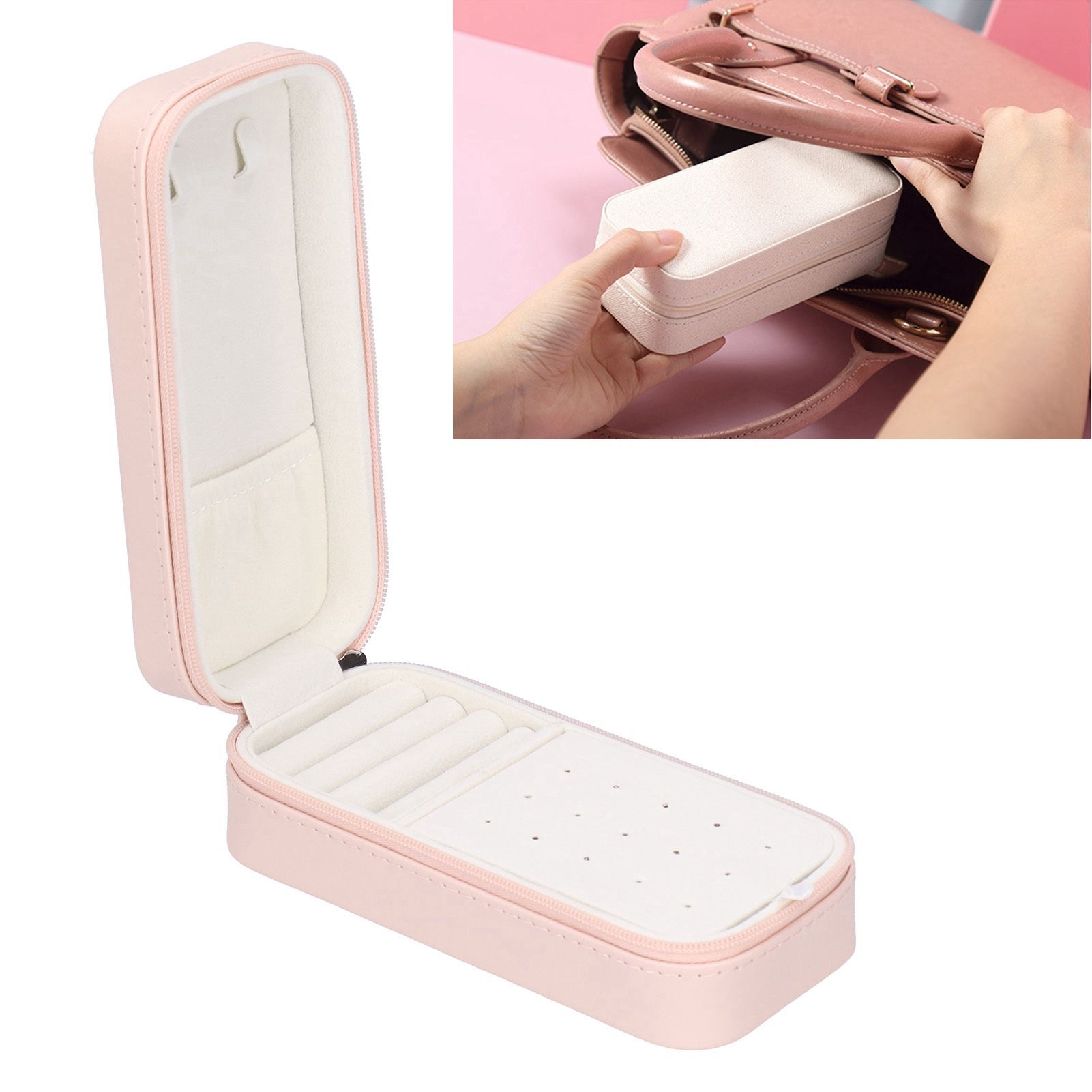 Portable Jewelry Organizer PU Fashion Earrings Necklace Rings Packaging view 9
