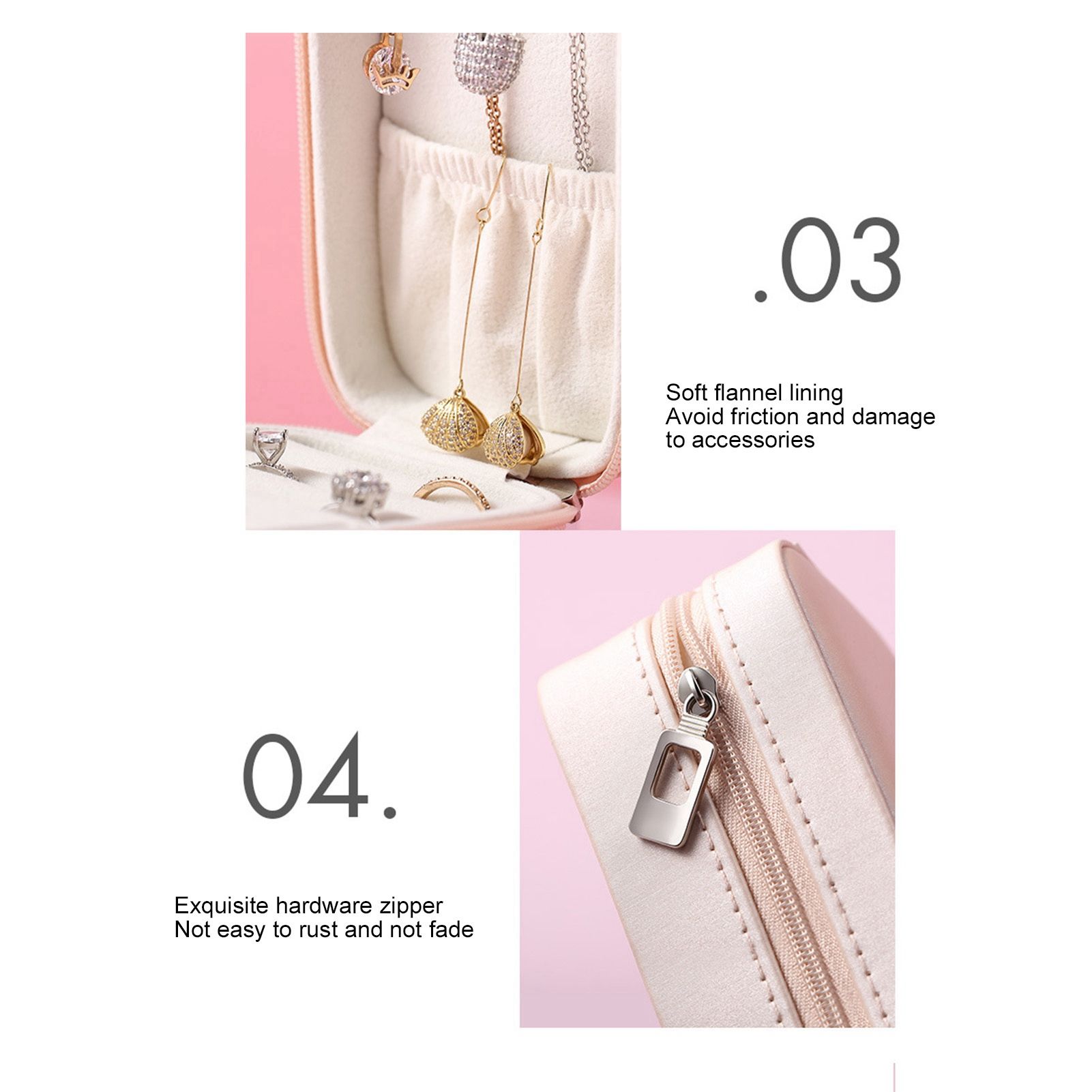 Portable Jewelry Organizer PU Fashion Earrings Necklace Rings Packaging view 14