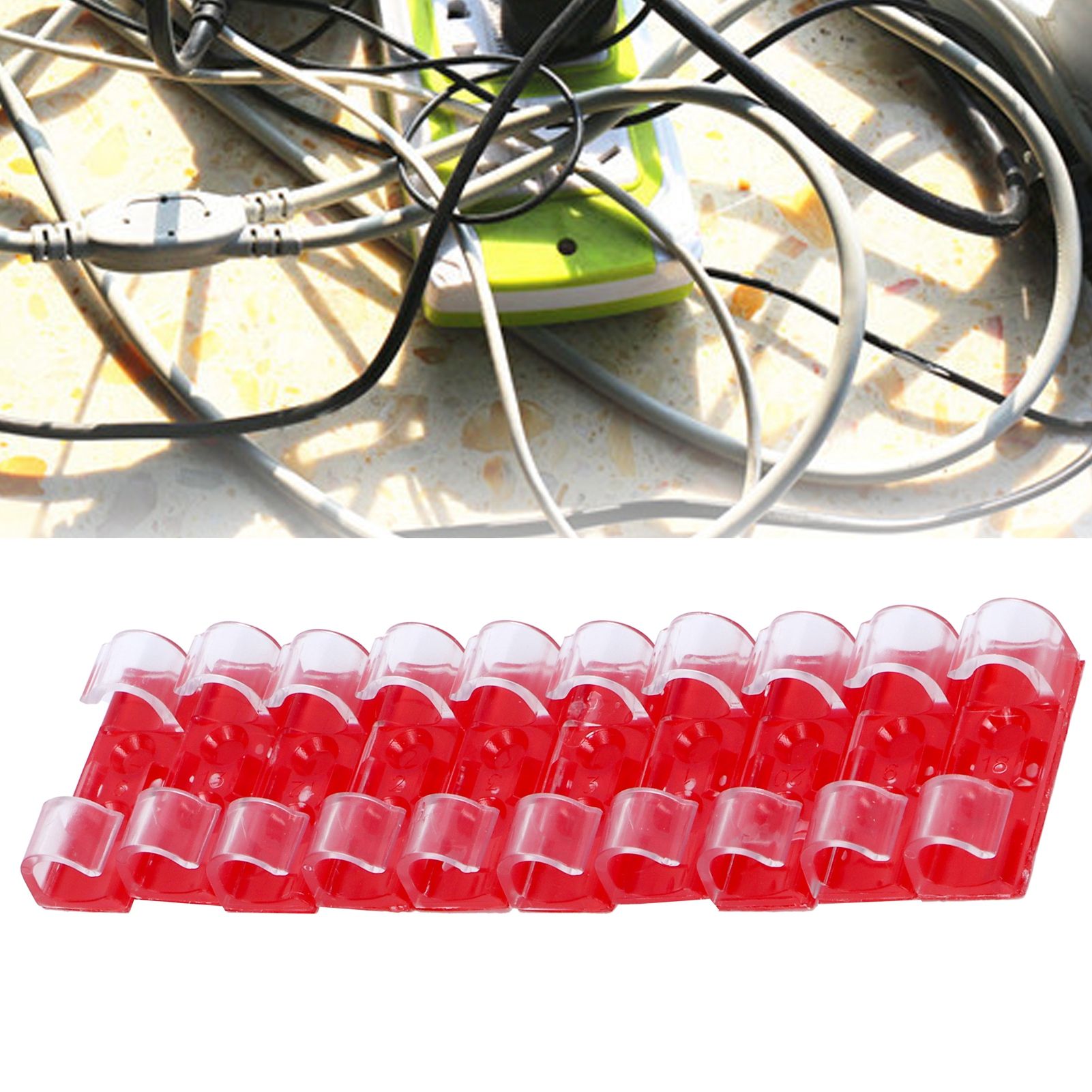 20Pcs Wire Clamp Self adhesive Line Cable Clip Buckle Fastener Desktop view 10