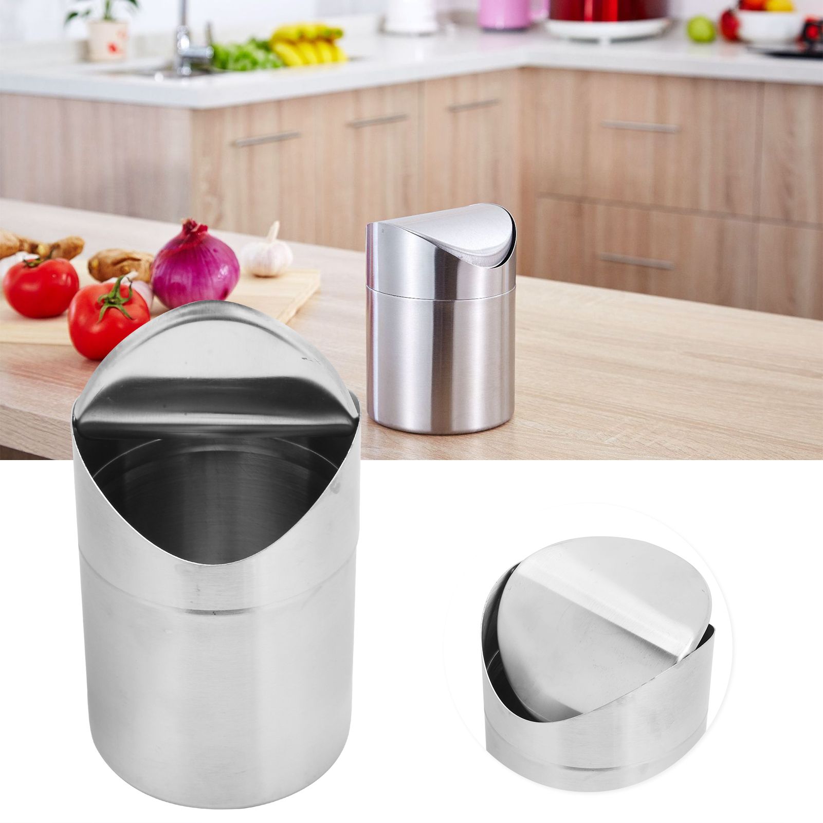 Mini Trash Can Innovative Desktop Waste Bin Rubbish Garbage Container for view 9
