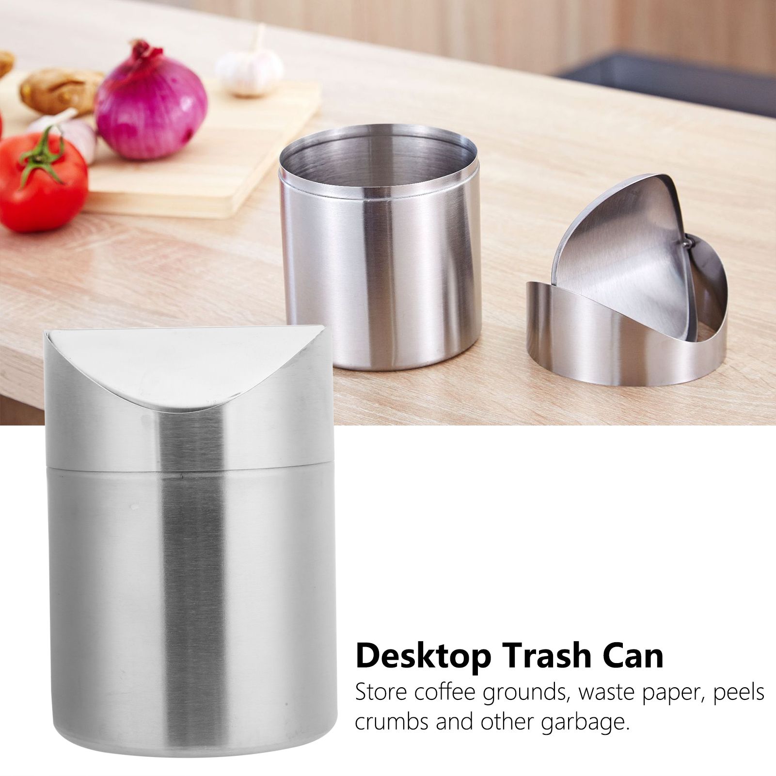 Mini Trash Can Innovative Desktop Waste Bin Rubbish Garbage Container for view 15