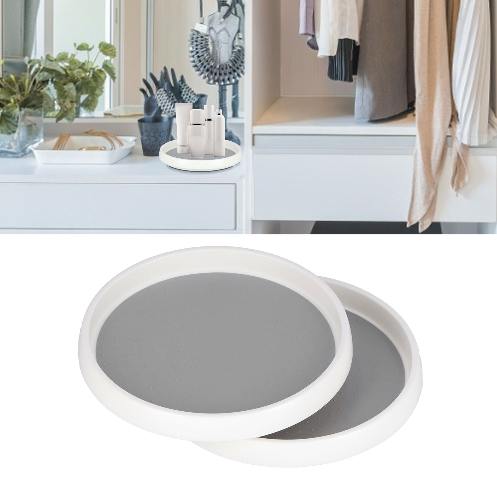 Cabinet Turntable Organizer Antislip Rotatable Storage Tray Multifunctional view 12