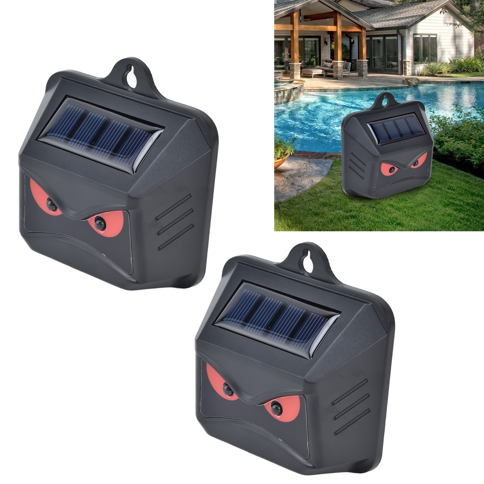 2pcs Animal Repeller Red LED Strobe Lights Waterproof Design Solar Automatic view 12