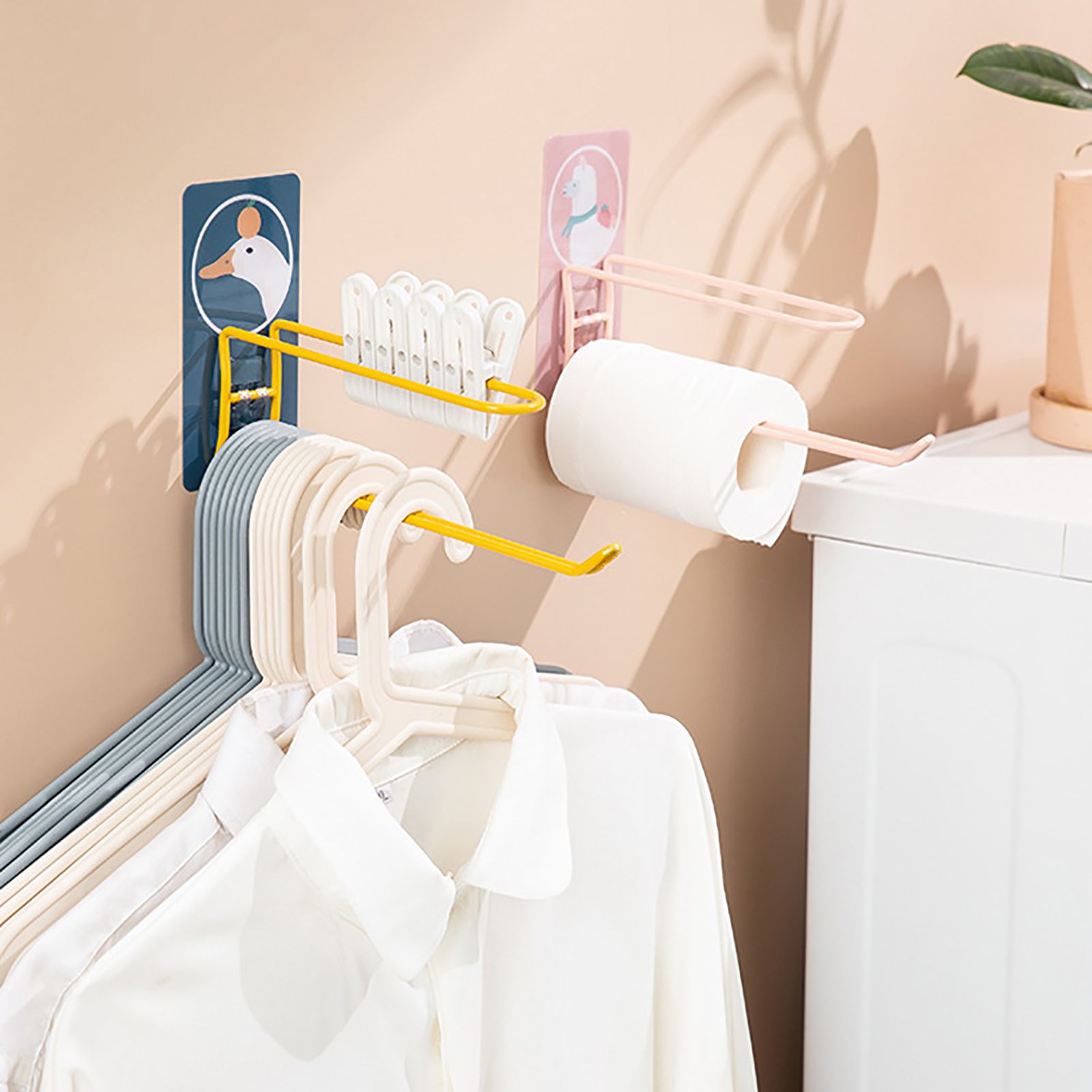 Wall Mounted Coat Rack Cartoon Animal 2 Layer Storage Space Saving Acrylic view 6