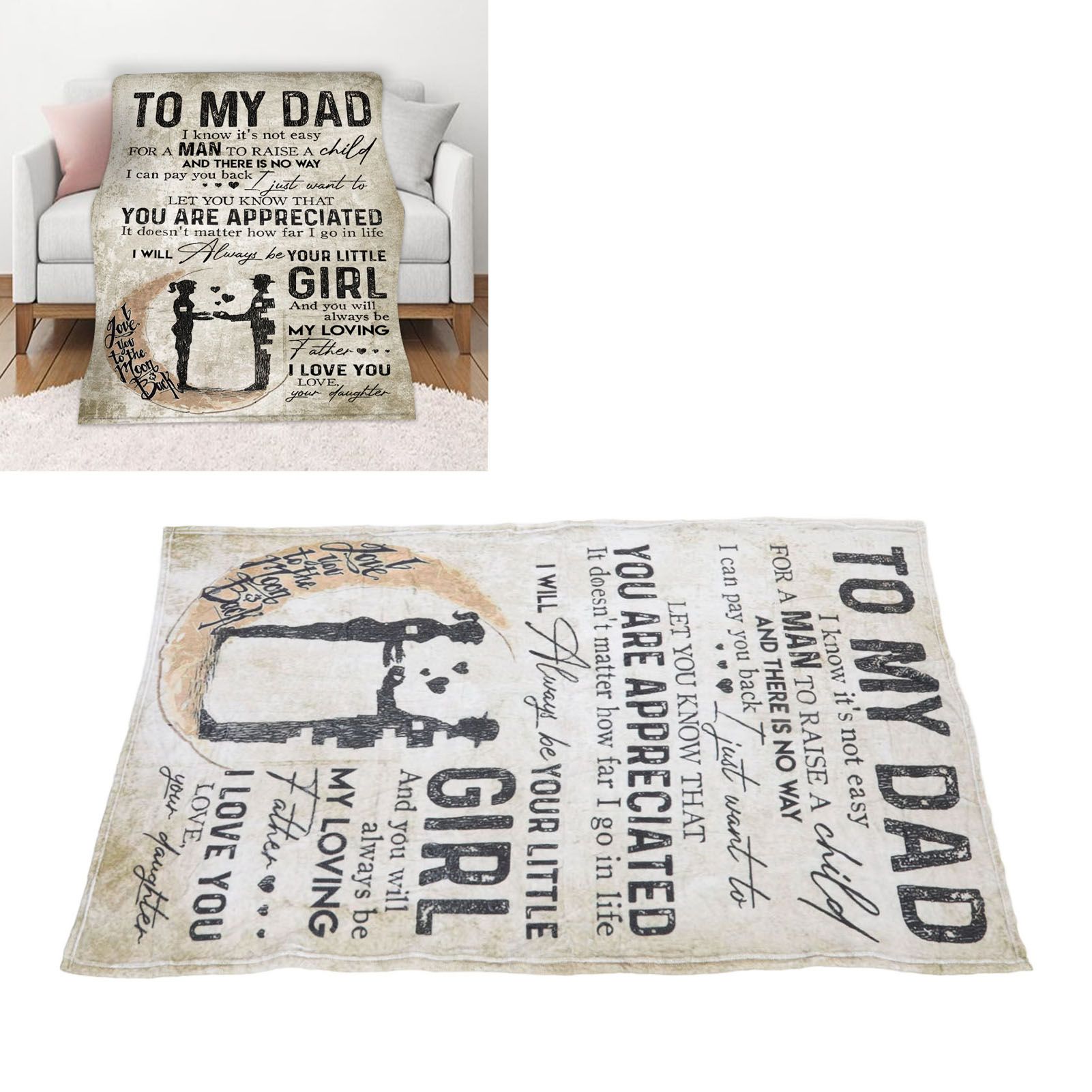 Dad Blanket Father's Day Theme Dual Sides Personalized Wide Application Sofa view 11