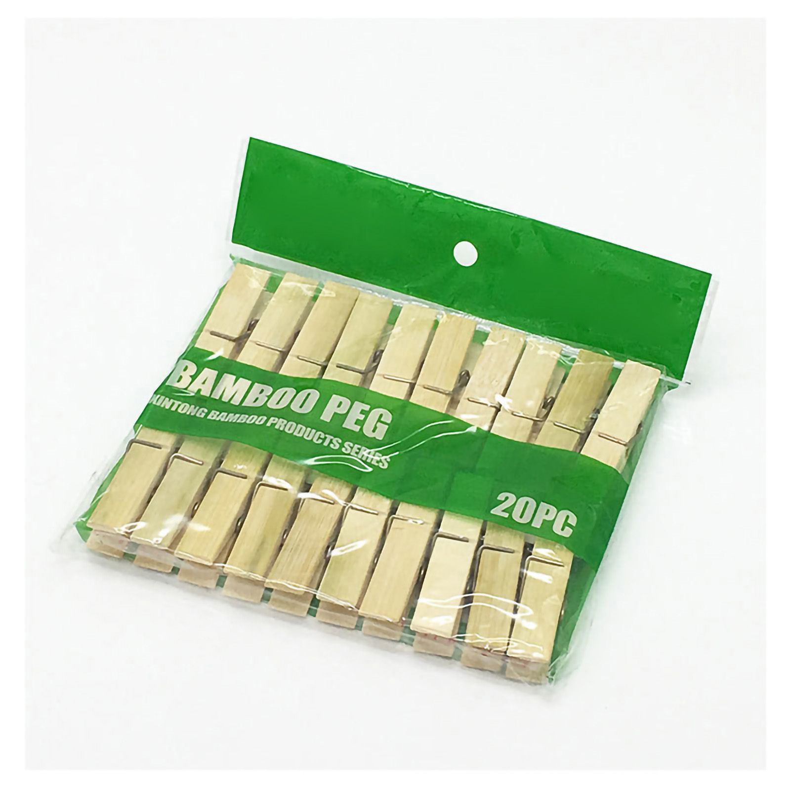 20Pcs Clothes Peg Bamboo Clothespins with Spring Windproof Clothes Clips for