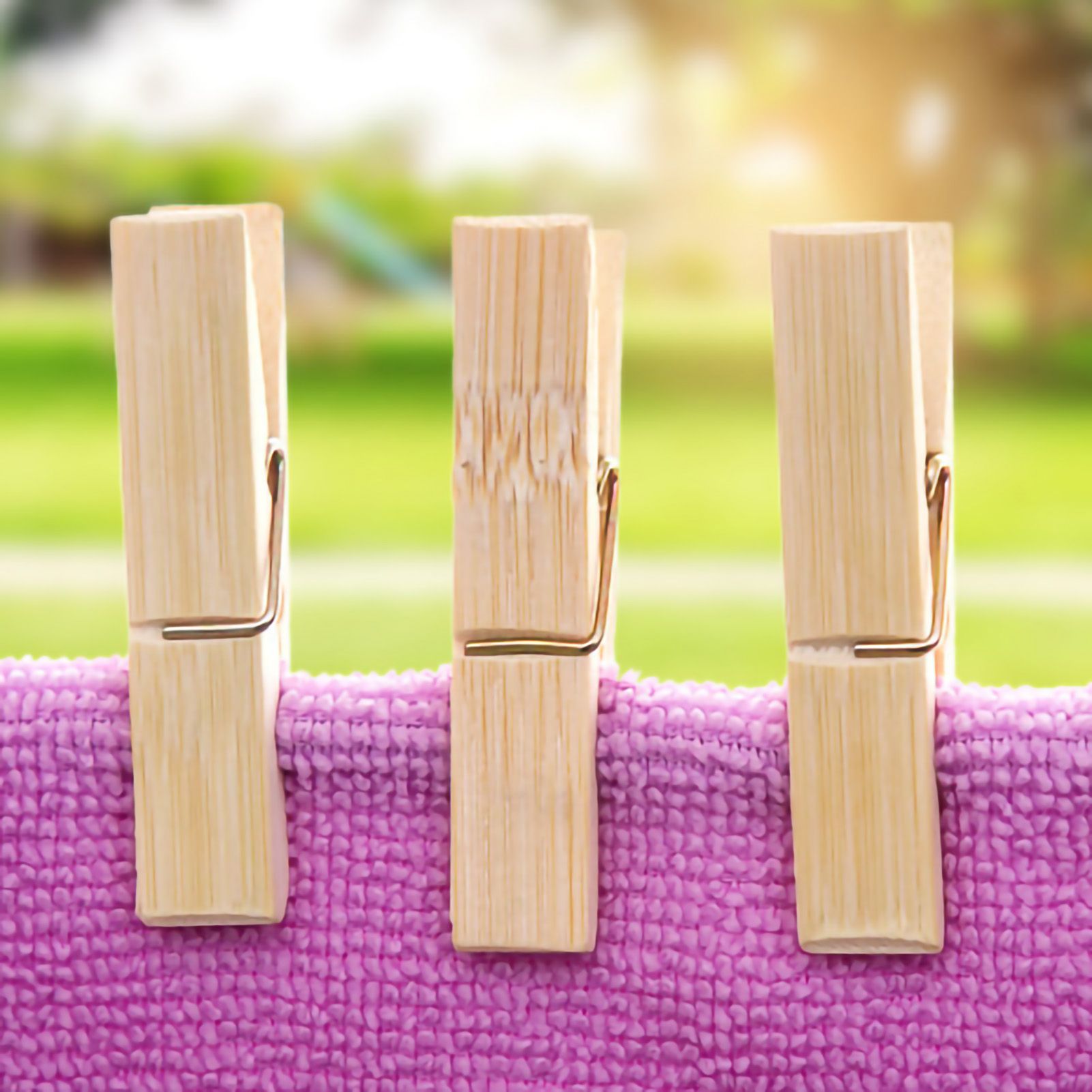 20Pcs Clothes Peg Bamboo Clothespins with Spring Windproof Clothes Clips for view 2