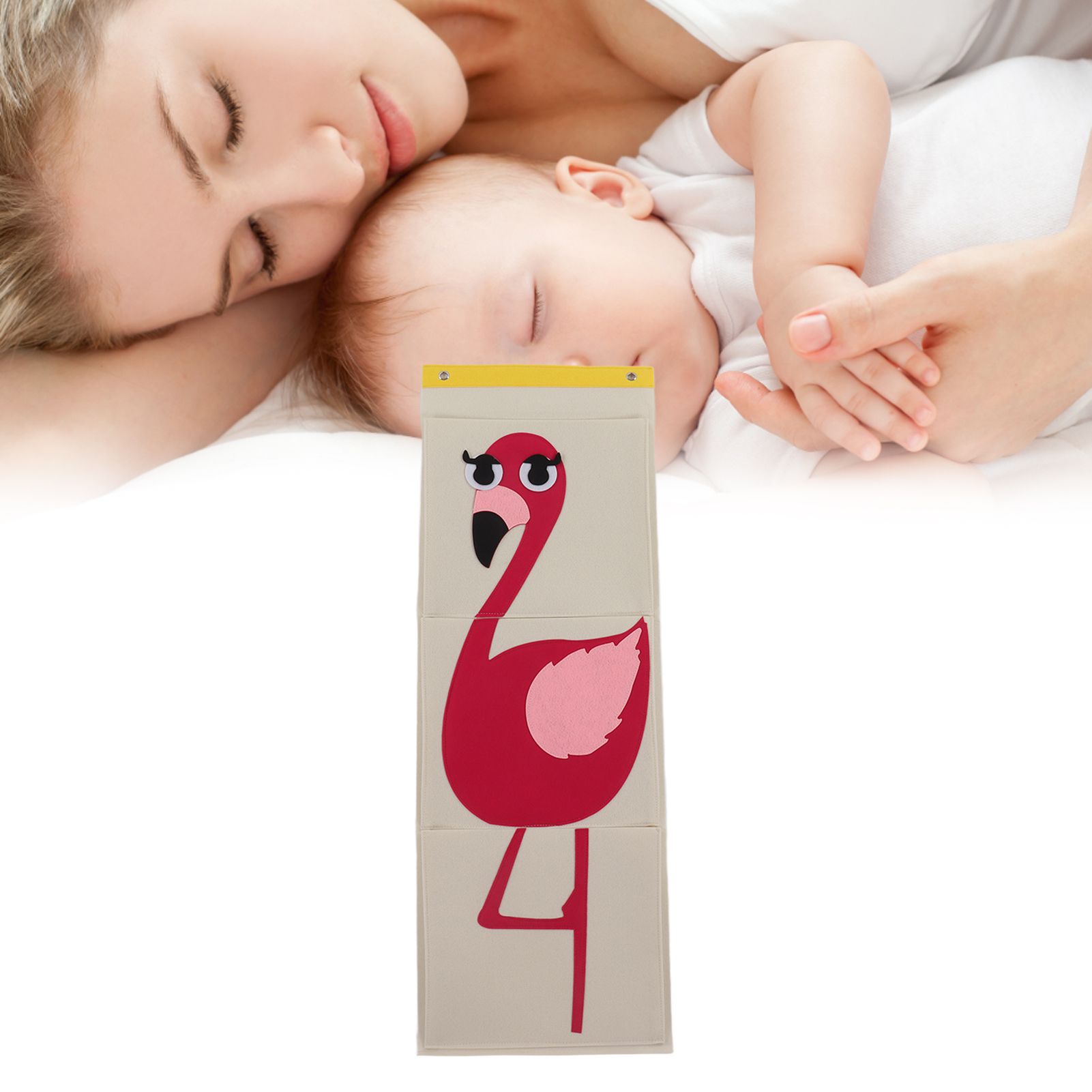Wall Mounted Storage Bag 3 Layers Closet Crib Cartoon Felt Animal Type Over view 12
