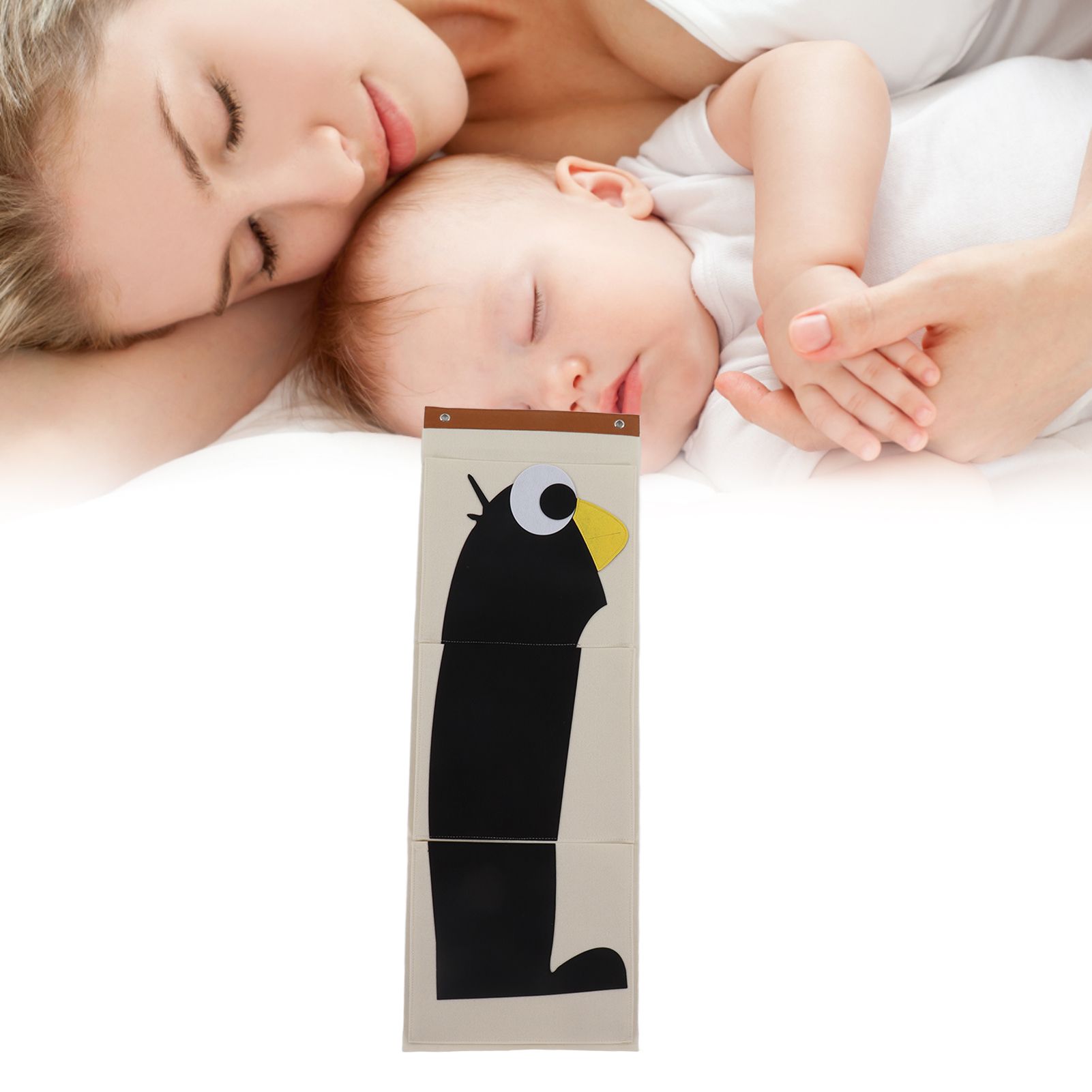 Wall Mounted Storage Bag 3 Layers Closet Crib Cartoon Felt Animal Type Over view 12