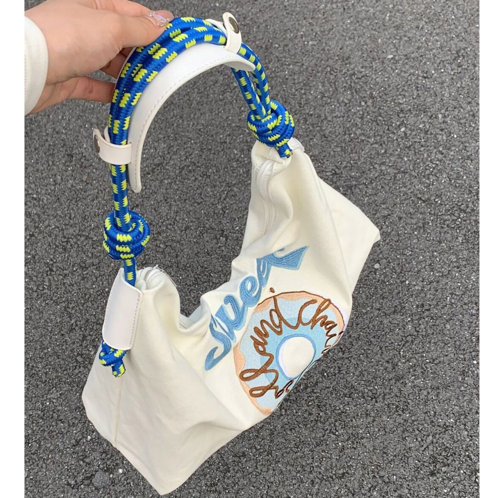 Large Capacity Canvas Bags Hand Embroidered Underarm Bag Versatile Women Tote view 2