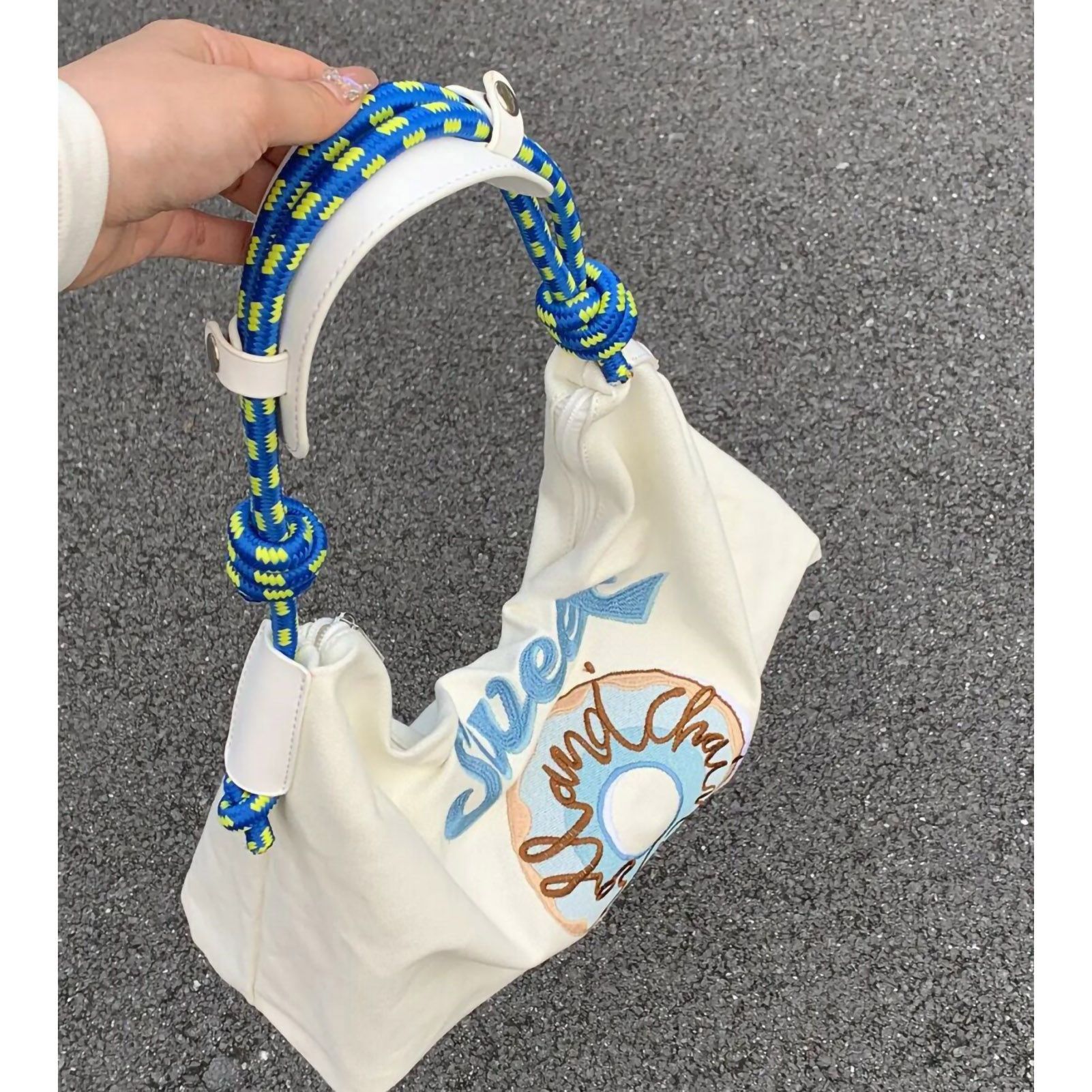 Large Capacity Canvas Bags Hand Embroidered Underarm Bag Versatile Women Tote view 5