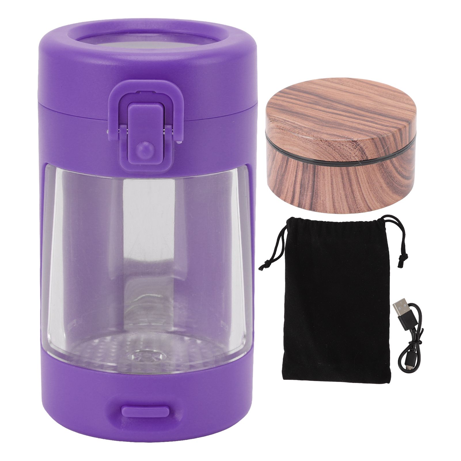 Glow Storage Jar with Grinder LED Waterproof Transparent Glass Seal Jar with