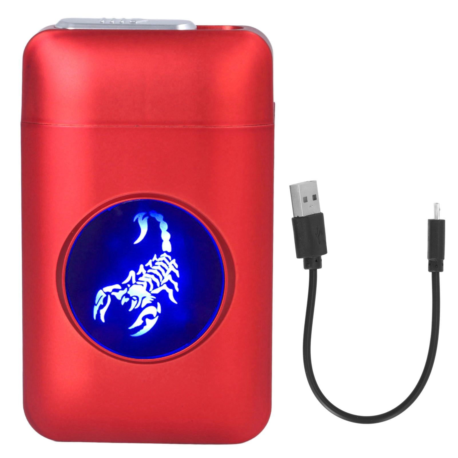 USB Rechargeable Cigarette Case Box with Windproof Lighter Holding 19pcs 84mm