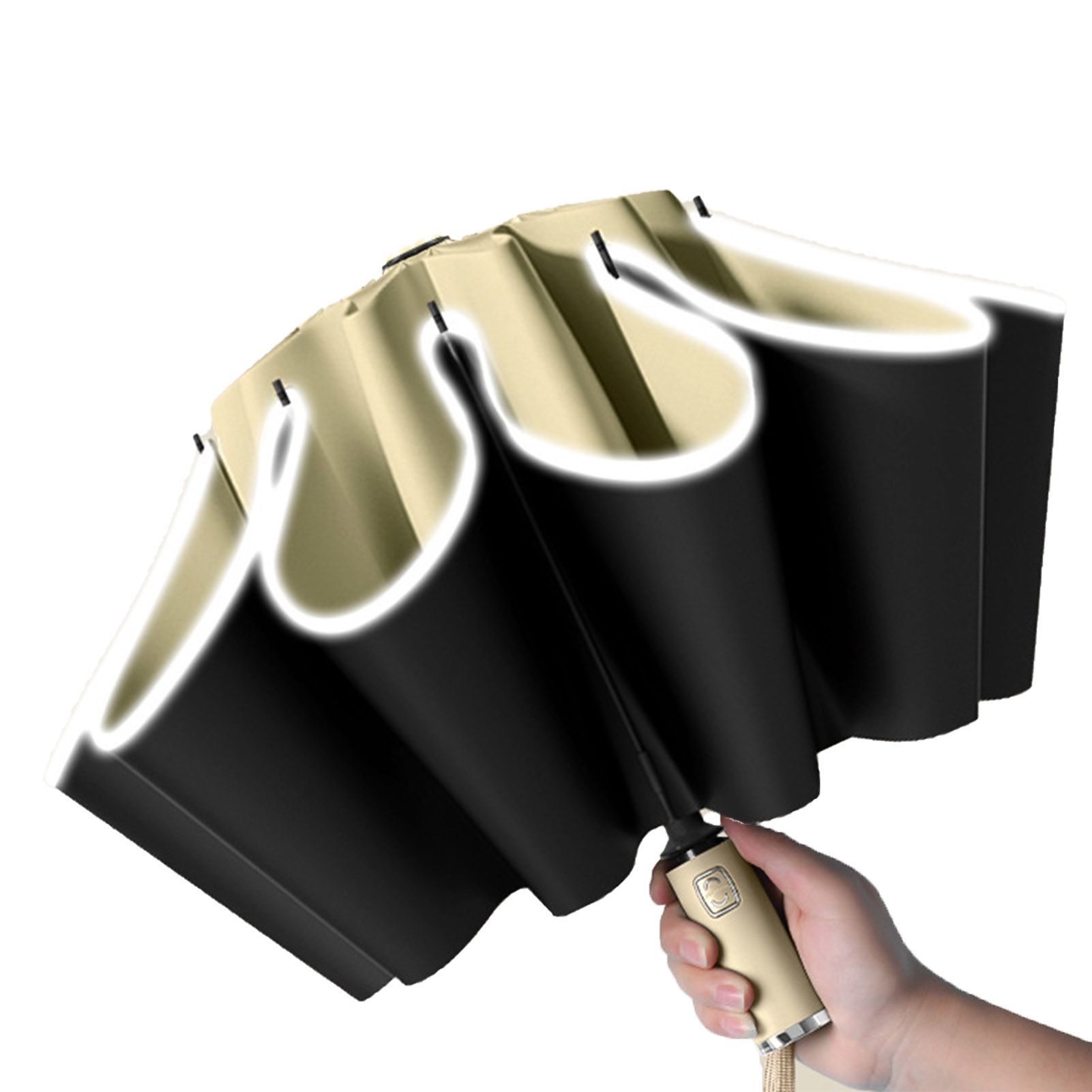 Automatic Reverse Umbrella Large One Key Control with Reflective Strip Folding — image 1