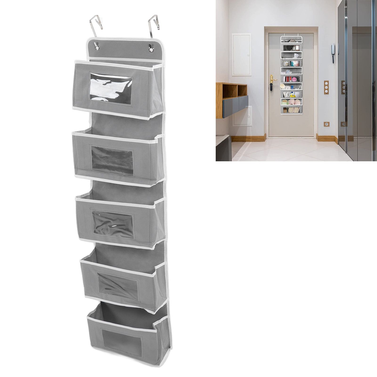 Over Door Hanging Organizer Wall Mount Storage with Hooks for Pantry Nursery view 12