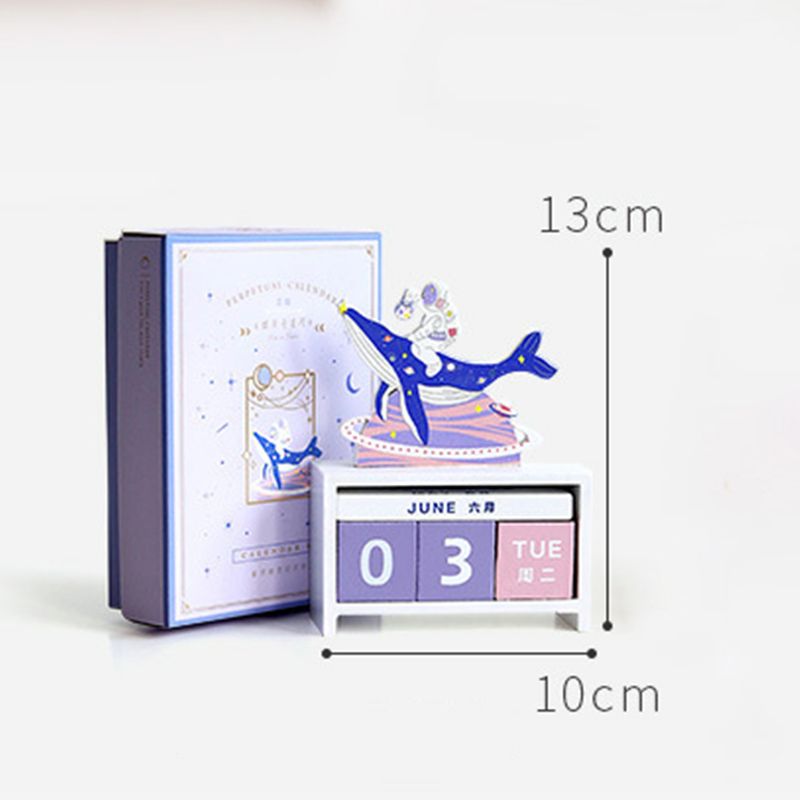 Desk Calendar Wood Home Decoration Perpetual Date Manual Reusable Block view 2