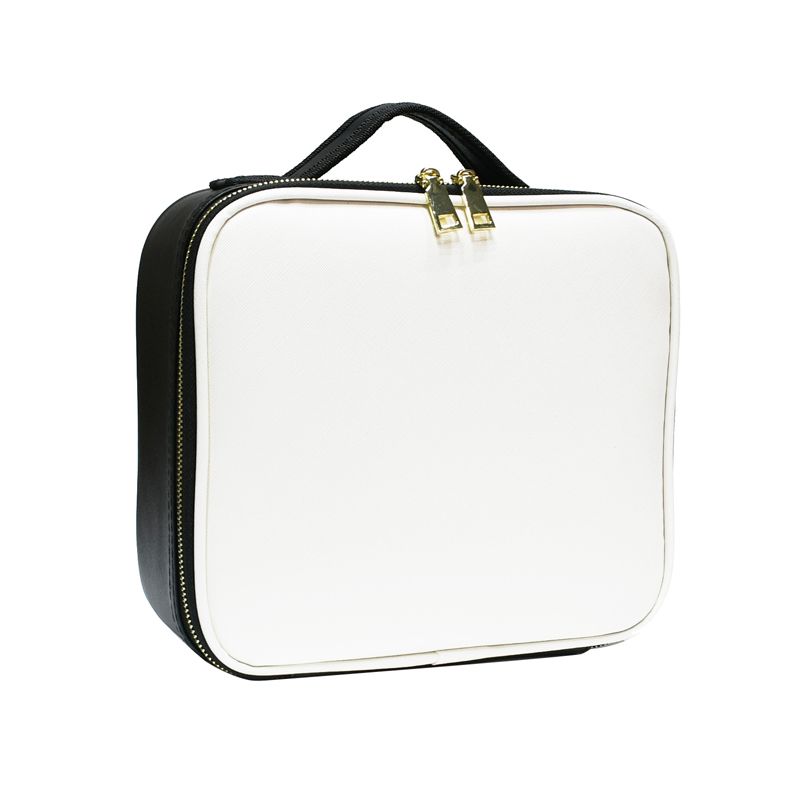 Cosmetic Storage Bag PU Leather Large Capacity Waterproof Adjustable Partition