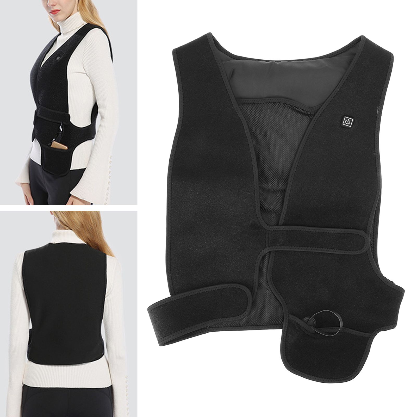 Heated Vest V Neck Fast Warmer Up Jacket USB Charge Electric Warming Heating view 10