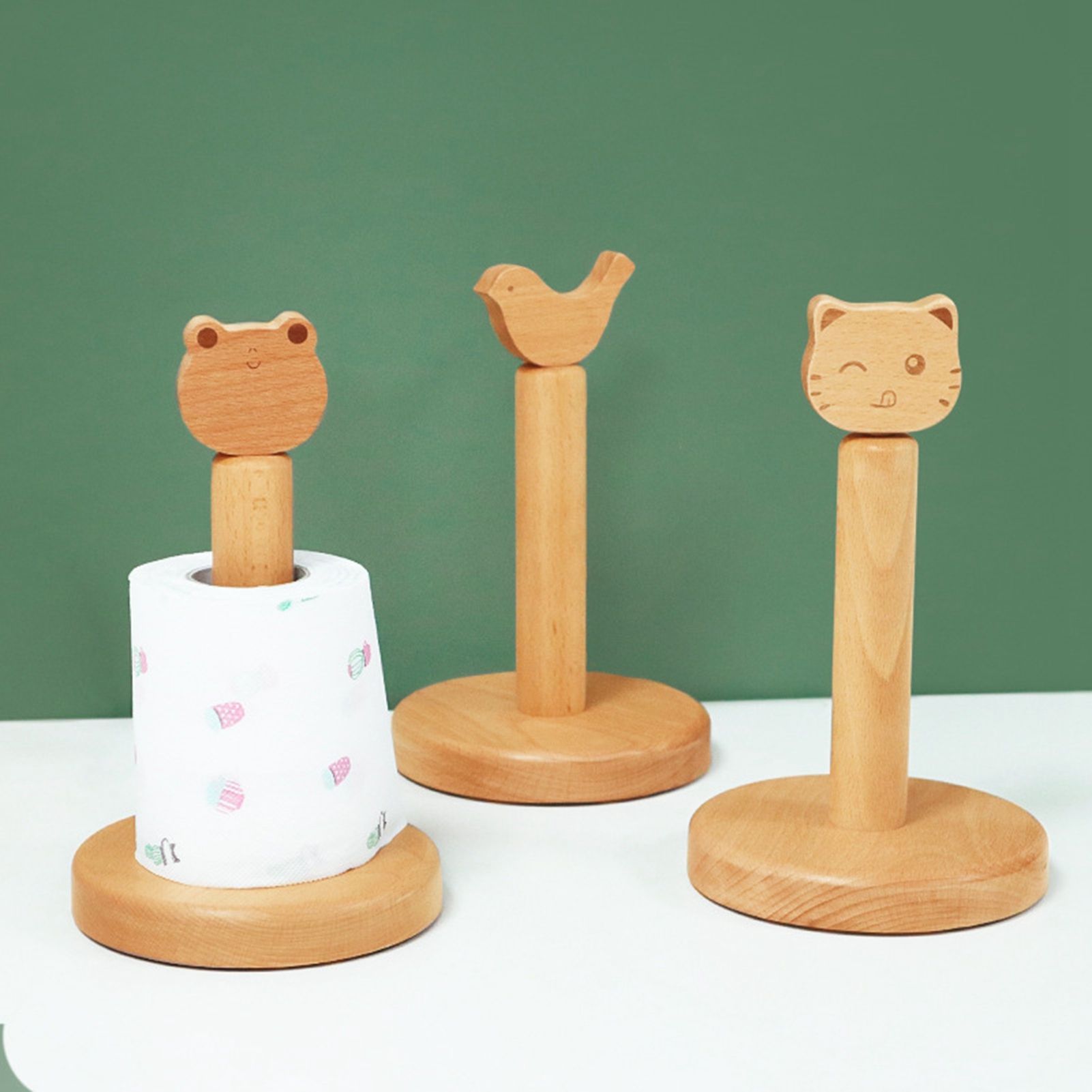 Wooden Tissue Holder Cute Animals Shape Facial Napkin Stand Toilet Paper view 5