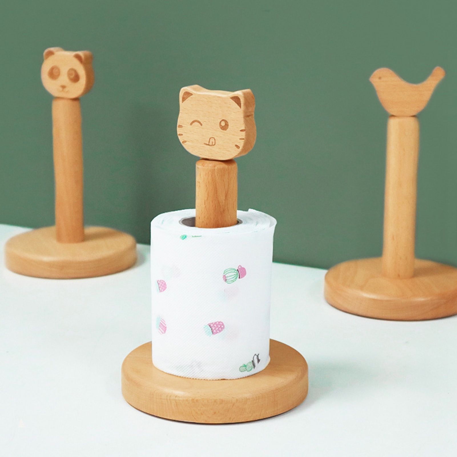 Wooden Tissue Holder Cute Animals Shape Facial Napkin Stand Toilet Paper view 6