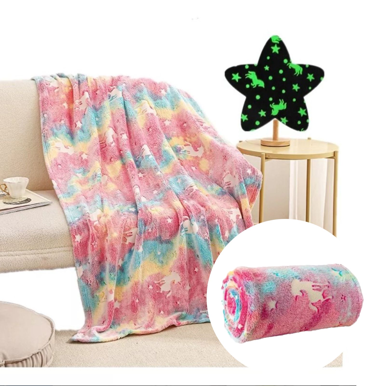 Flannel Blanket Colorful Animal Style Double Sided Luminous Flannel Blanket view 5