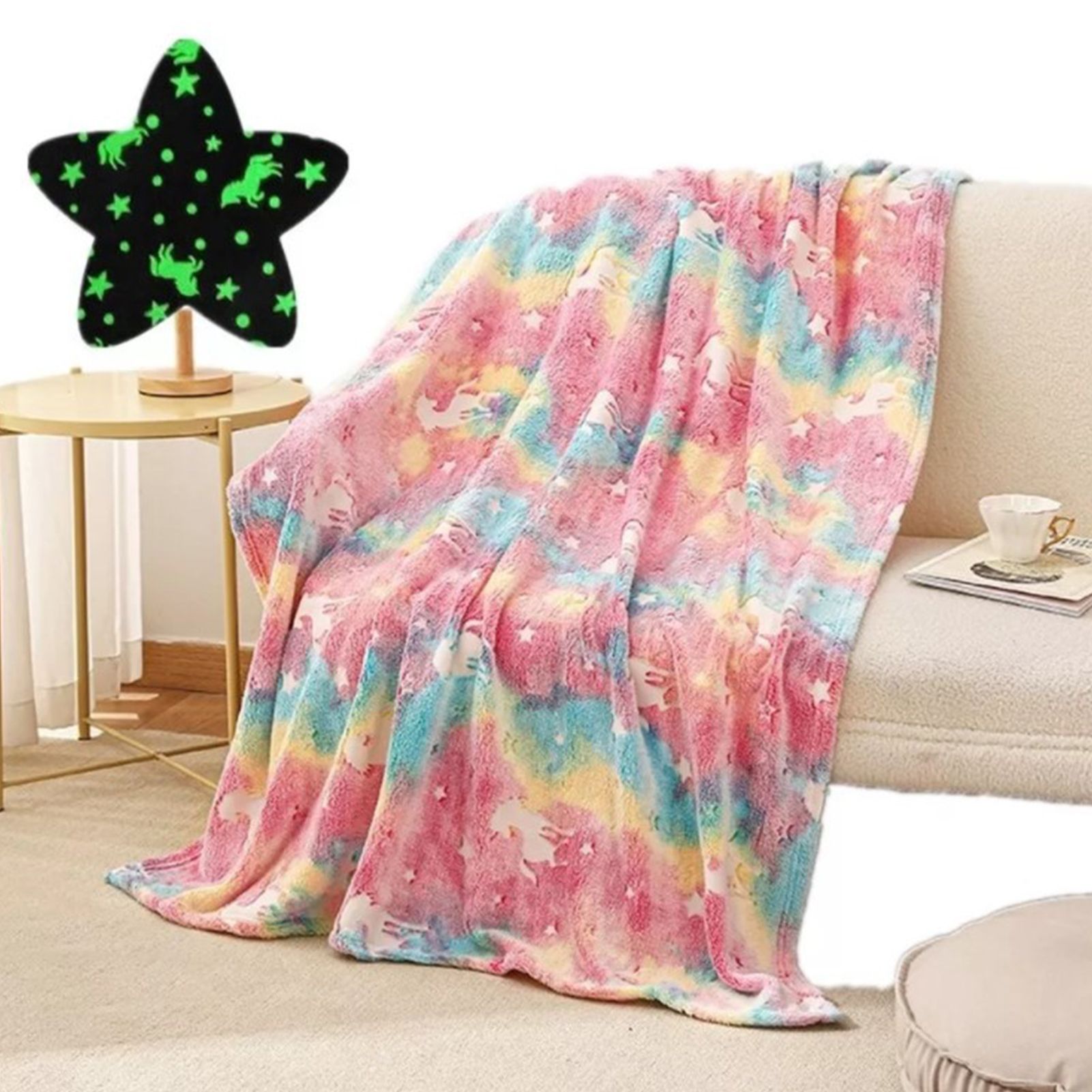 Flannel Blanket Colorful Animal Style Double Sided Luminous Flannel Blanket view 10
