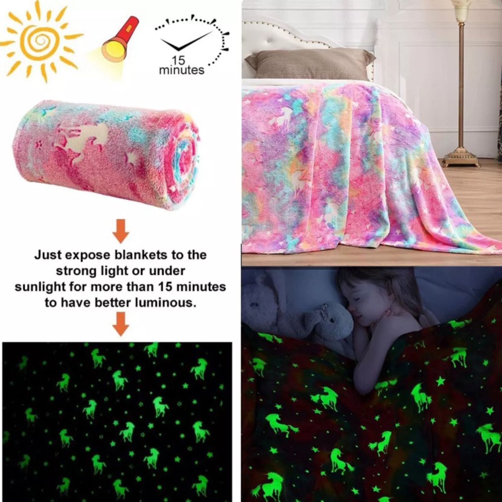 Flannel Blanket Colorful Animal Style Double Sided Luminous Flannel Blanket view 11