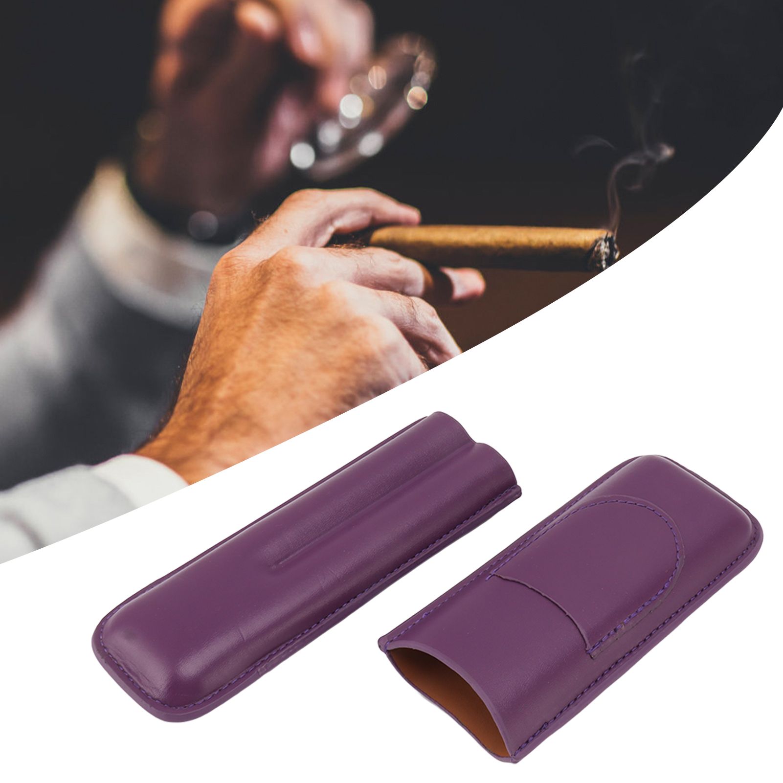 Cigar Case Elegant Vintage Hand Crafted Slim Portable 2 Fingers Cigar Holder view 11
