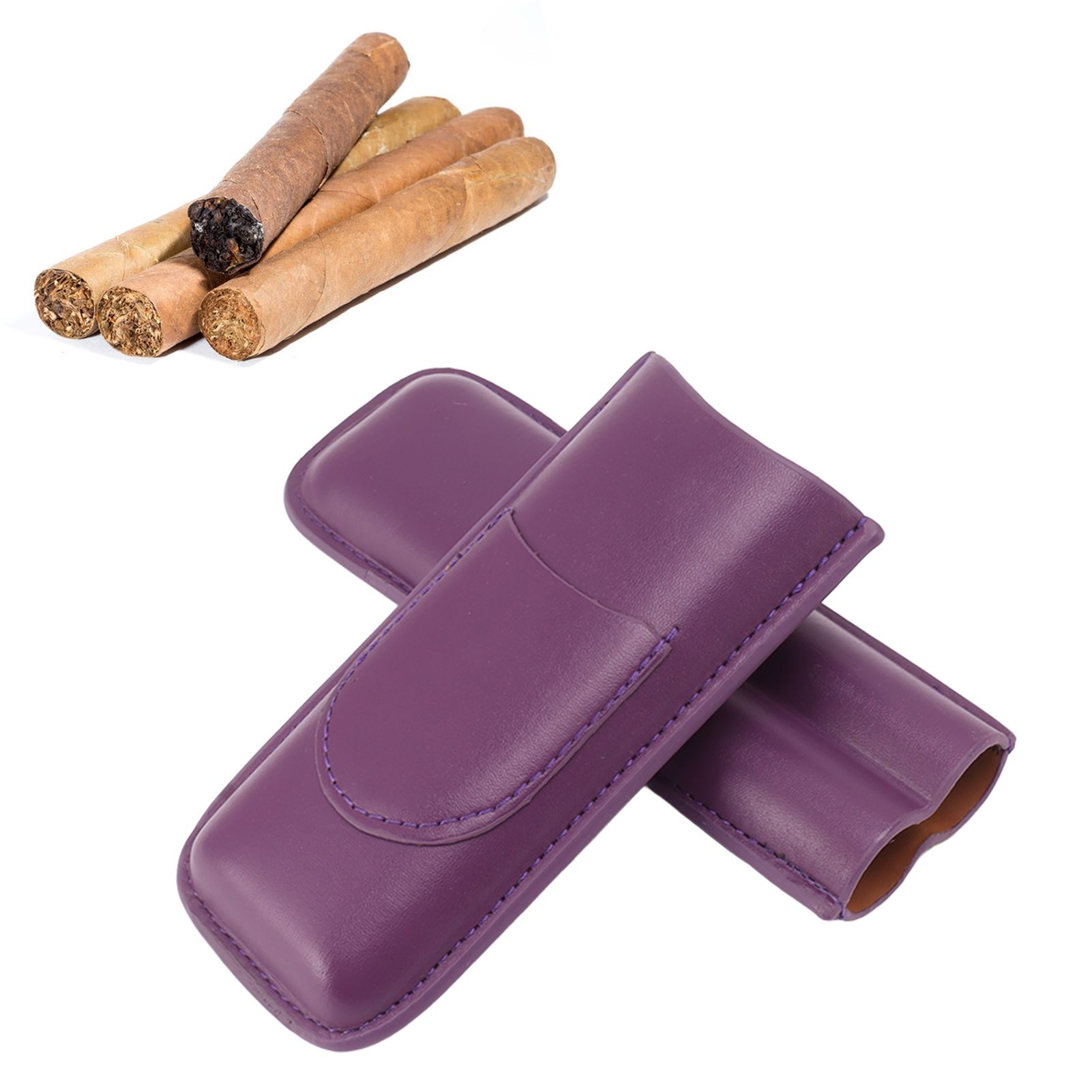 Cigar Case Elegant Vintage Hand Crafted Slim Portable 2 Fingers Cigar Holder view 12