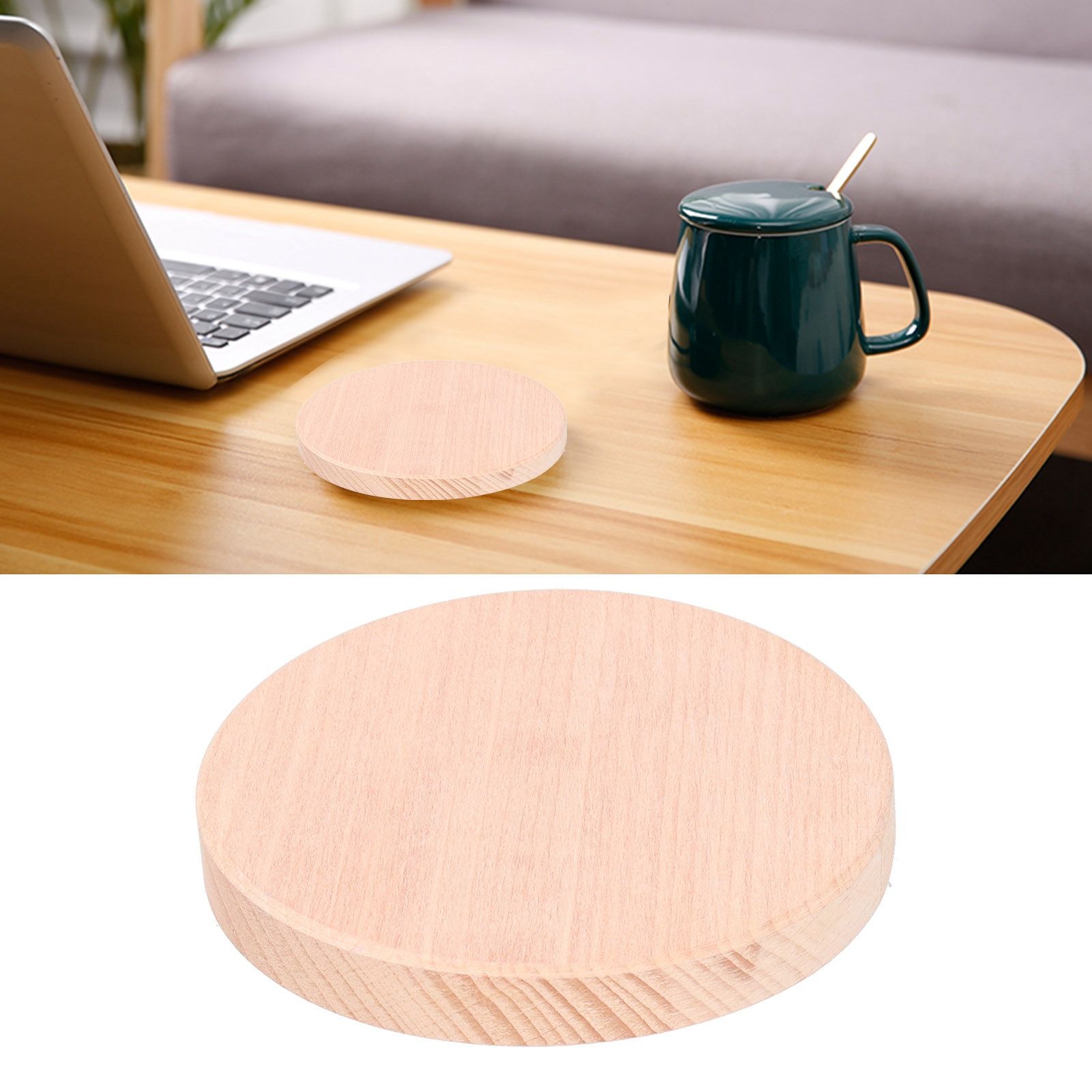 Round Wood Coaster Placemat Round Heat Resistant Drink Mat Cup Pad for Home view 9