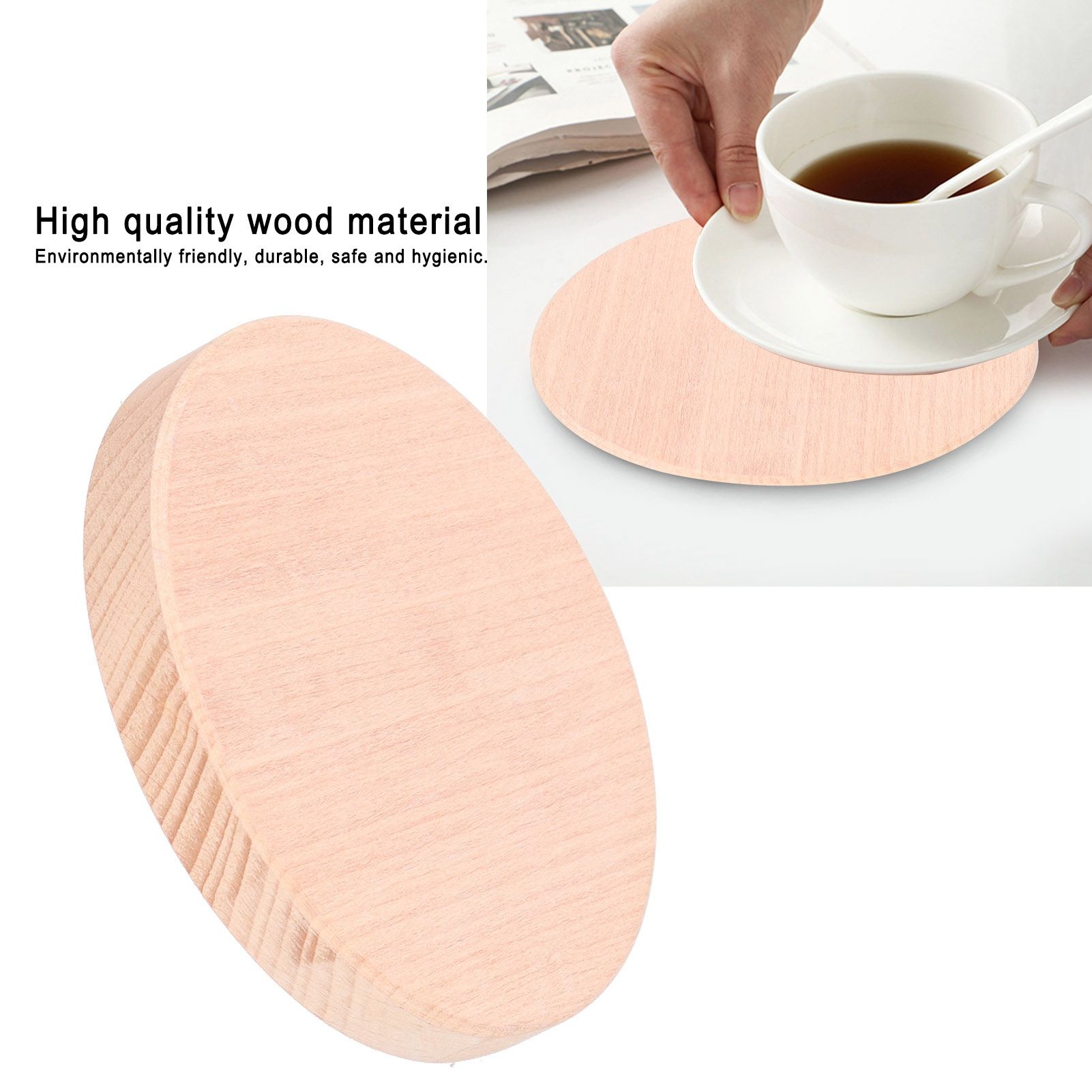 Round Wood Coaster Placemat Round Heat Resistant Drink Mat Cup Pad for Home view 14