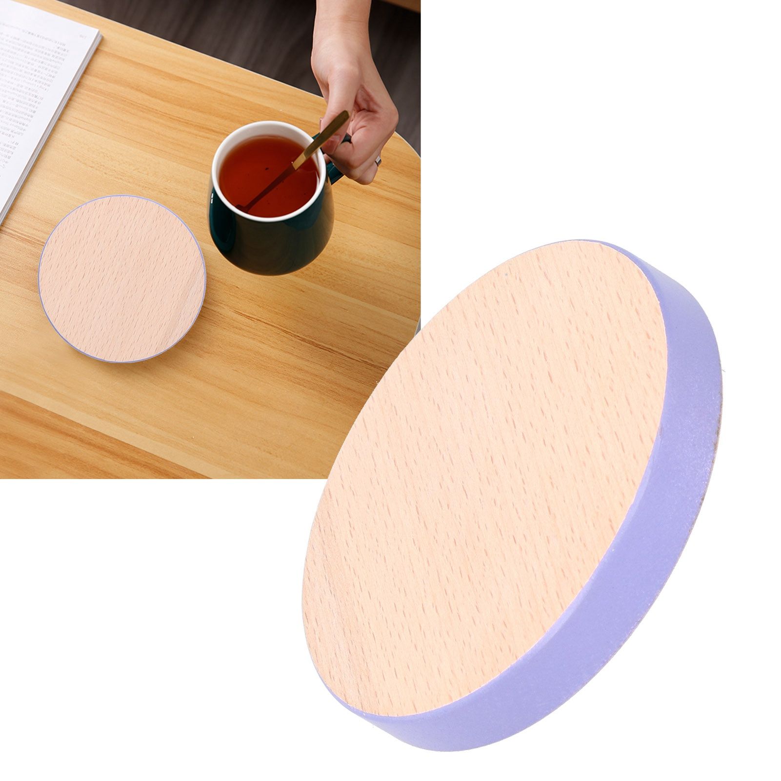 Round Wood Coaster Placemat Round Heat Resistant Drink Mat Cup Pad for Home view 9