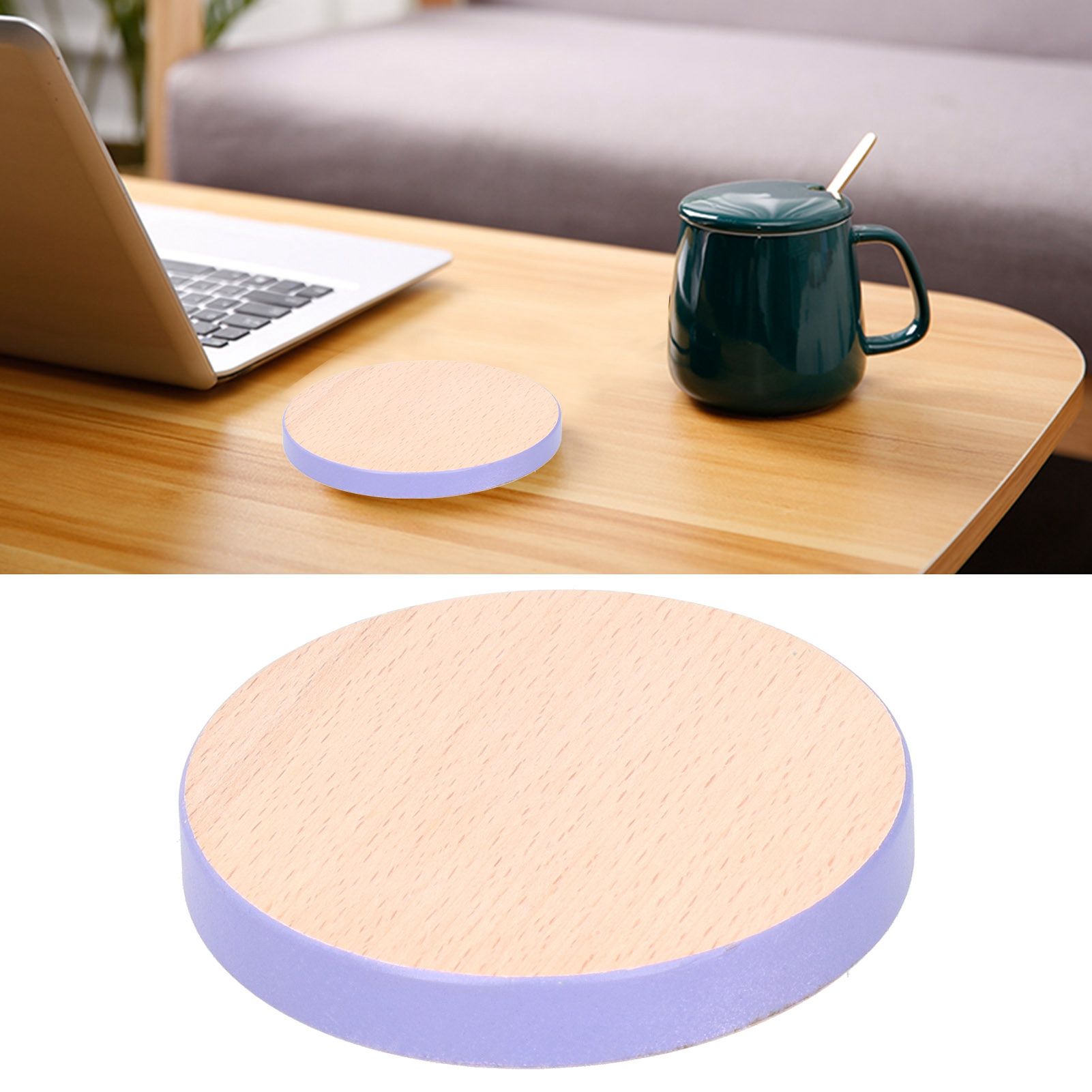 Round Wood Coaster Placemat Round Heat Resistant Drink Mat Cup Pad for Home view 10