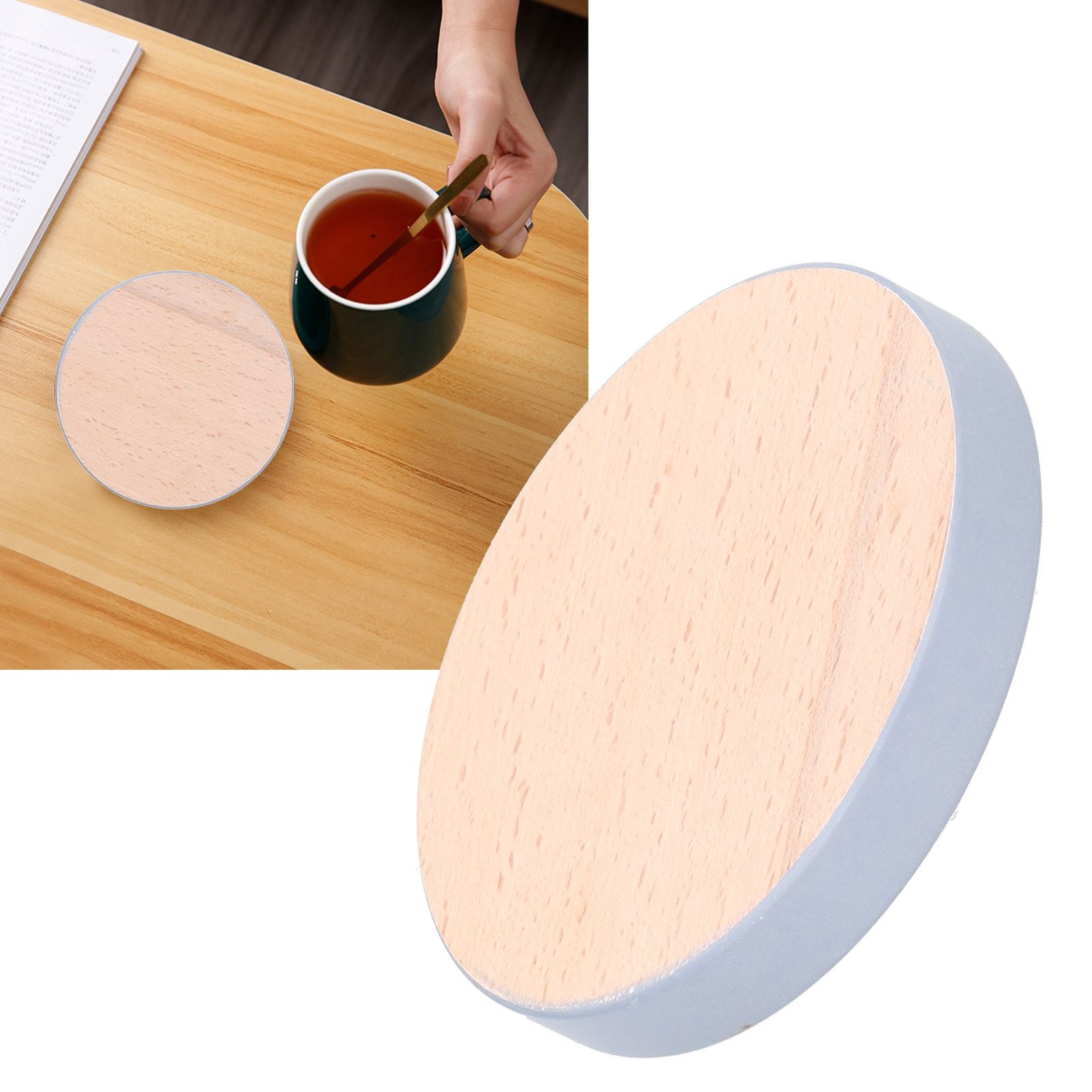 Round Wood Coaster Placemat Round Heat Resistant Drink Mat Cup Pad for Home view 10