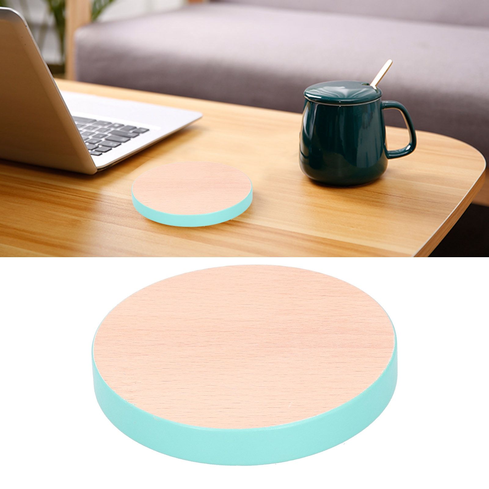 Round Wood Coaster Placemat Round Heat Resistant Drink Mat Cup Pad for Home view 9