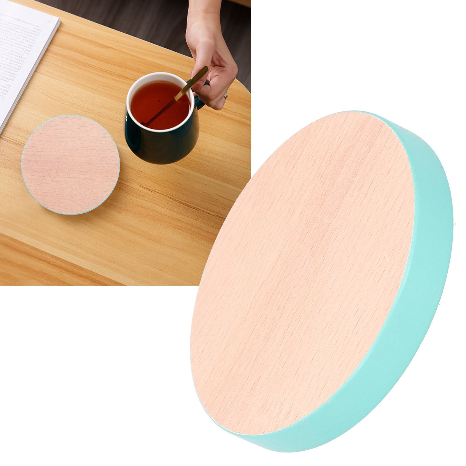 Round Wood Coaster Placemat Round Heat Resistant Drink Mat Cup Pad for Home view 10