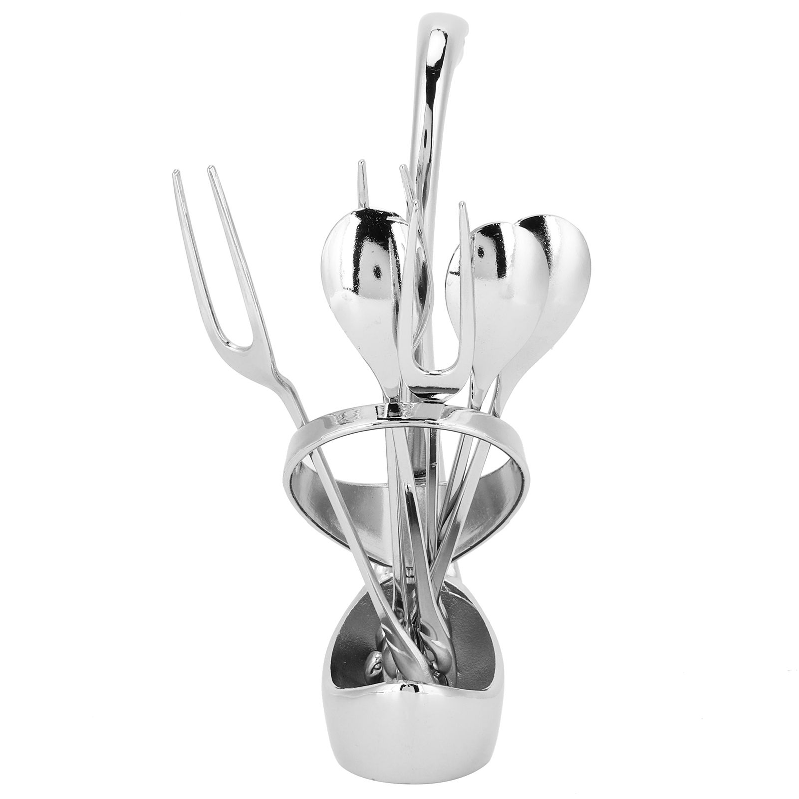 7Pcs/Set Zinc Alloy Dinnerware Swan Holder Tableware with 3 Spoons 3 Forks view 4