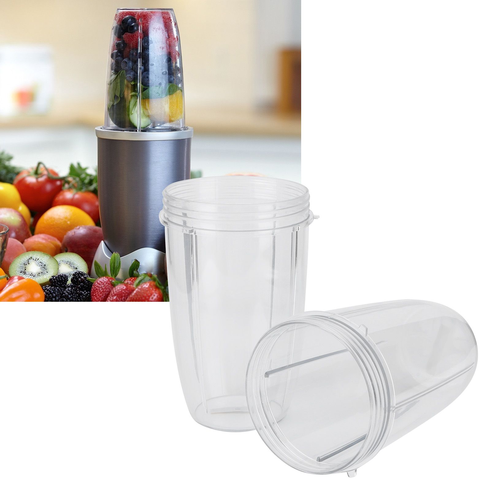 2Pcs Juicer Cup Transparent Mug Replacement Food Blender Accessory Fit for view 10