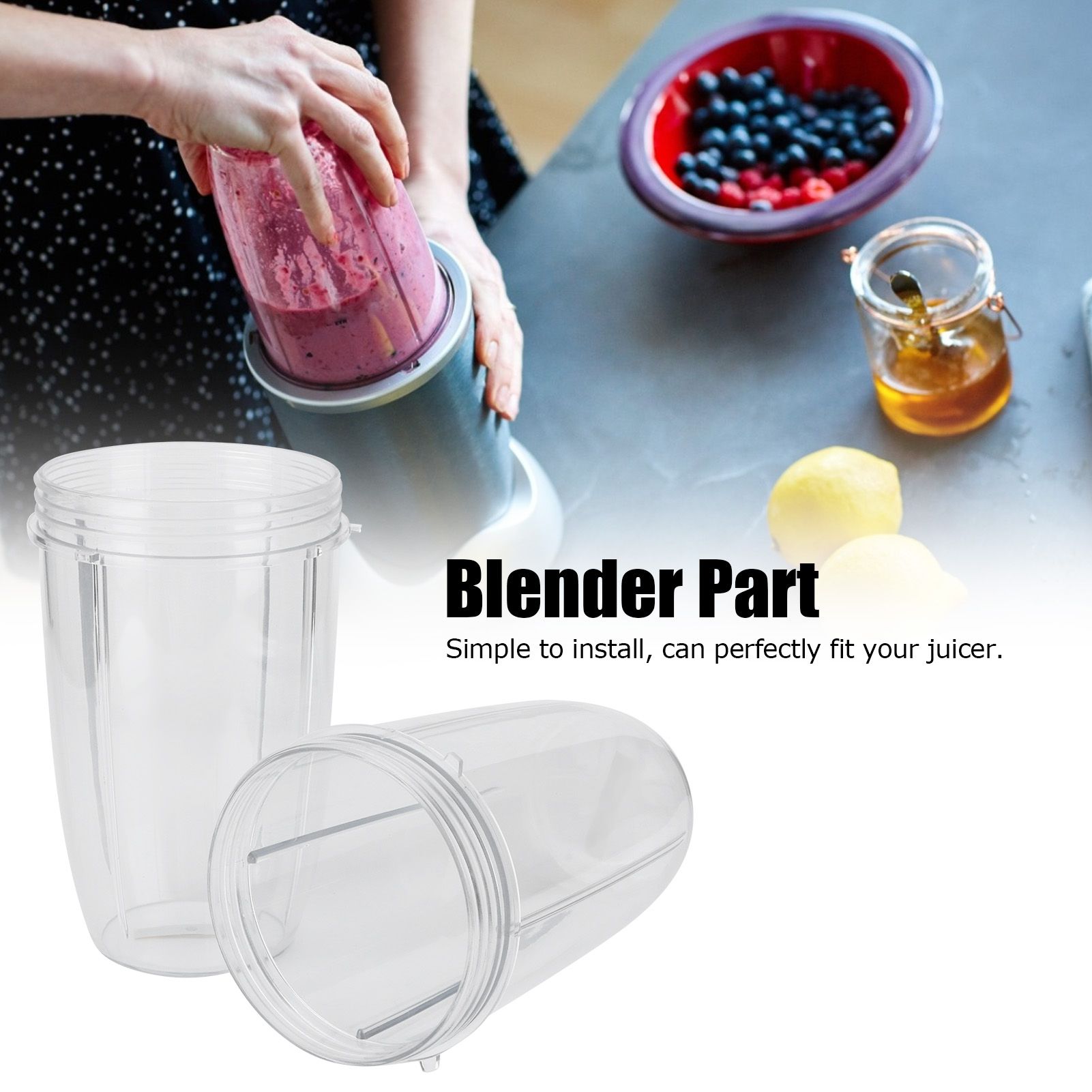 2Pcs Juicer Cup Transparent Mug Replacement Food Blender Accessory Fit for view 12