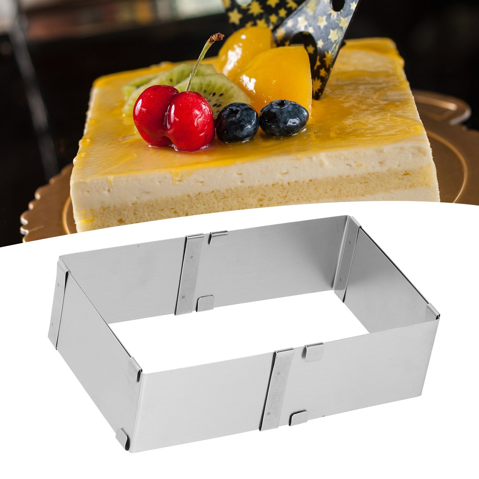 Stainless Steel Square Mousse Ring Retractable Biscuits Cake Mold Kitchen DIY view 9