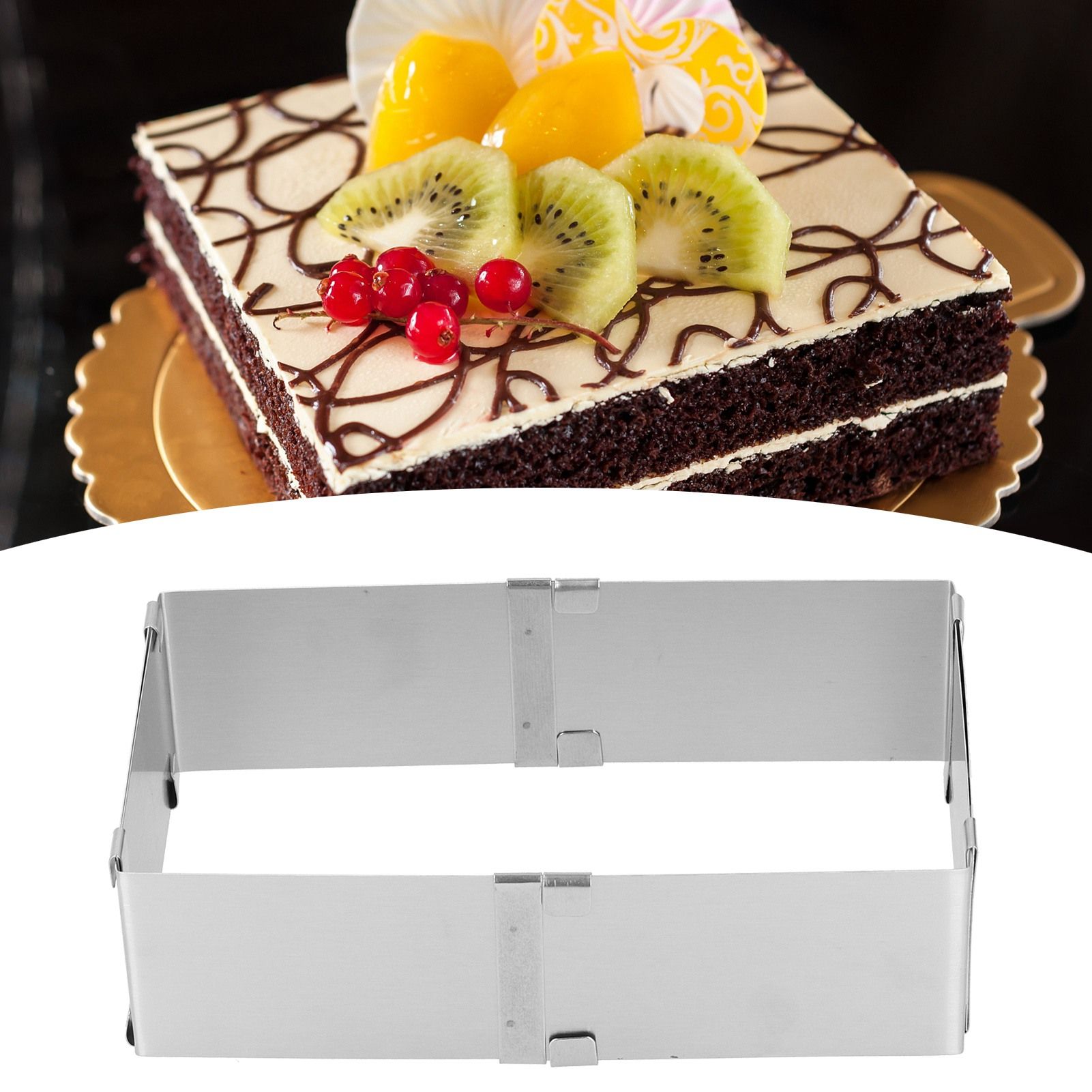 Stainless Steel Square Mousse Ring Retractable Biscuits Cake Mold Kitchen DIY view 10